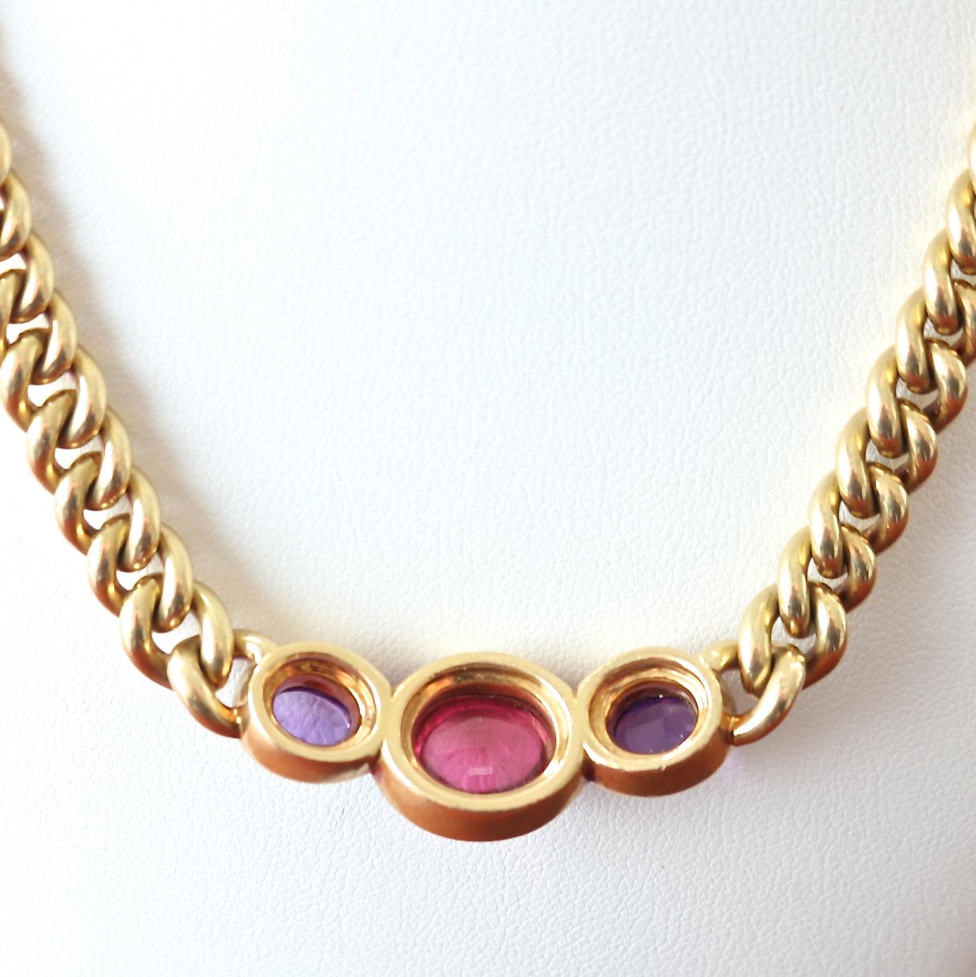 Bulgari Gemstone Gold Necklace In Excellent Condition In Beverly Hills, CA