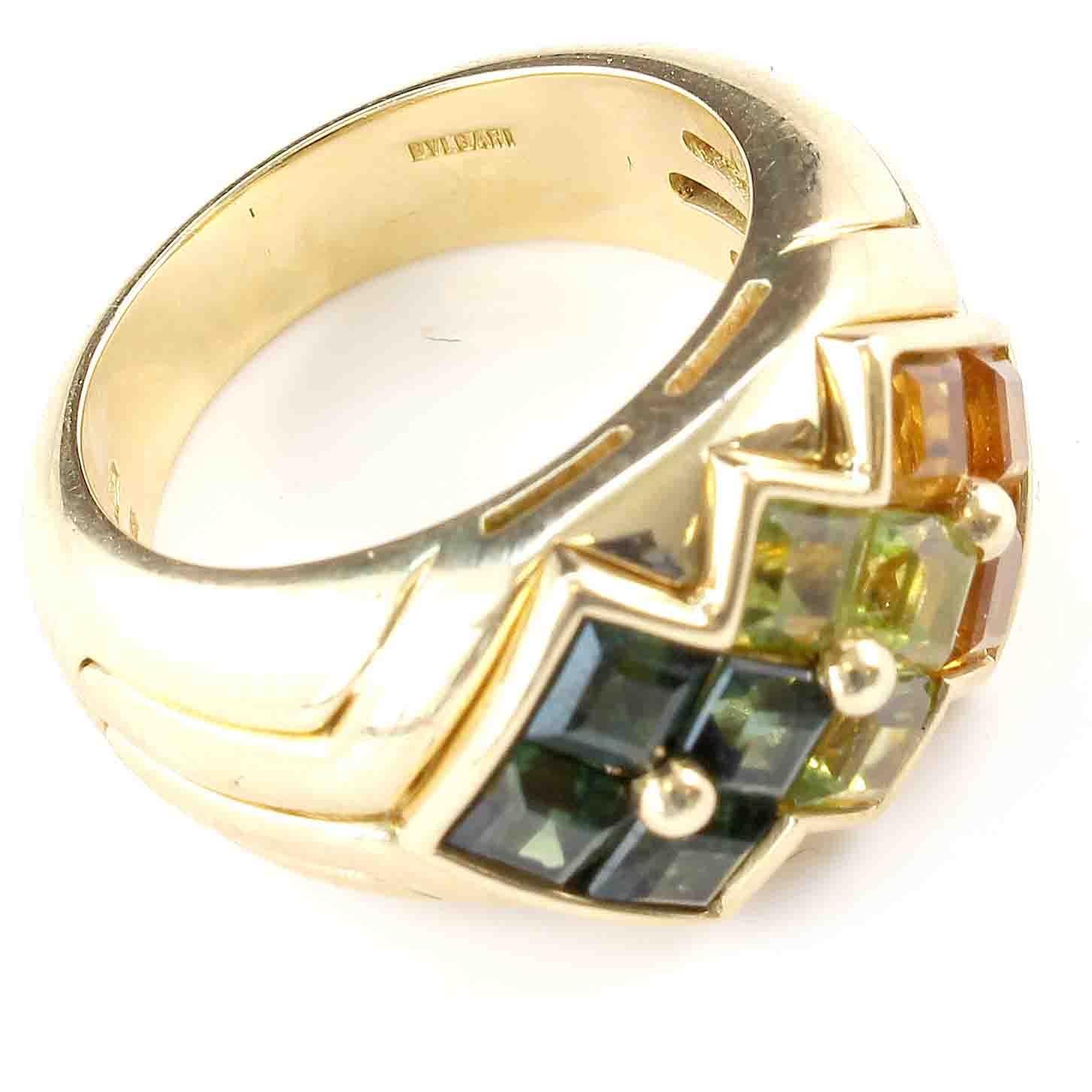  The leaders of innovative jewelry designs they have an innate sense of what gemstones to pair and they always do it with Italian flare.    Featuring well chosen and eye pleasing tourmaline and citrine gemstones. 
Ring size 6 and can easily be