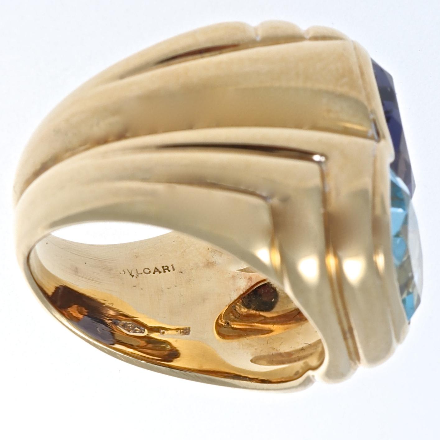 Bulgari Gemstone Gold Ring In Excellent Condition In Beverly Hills, CA