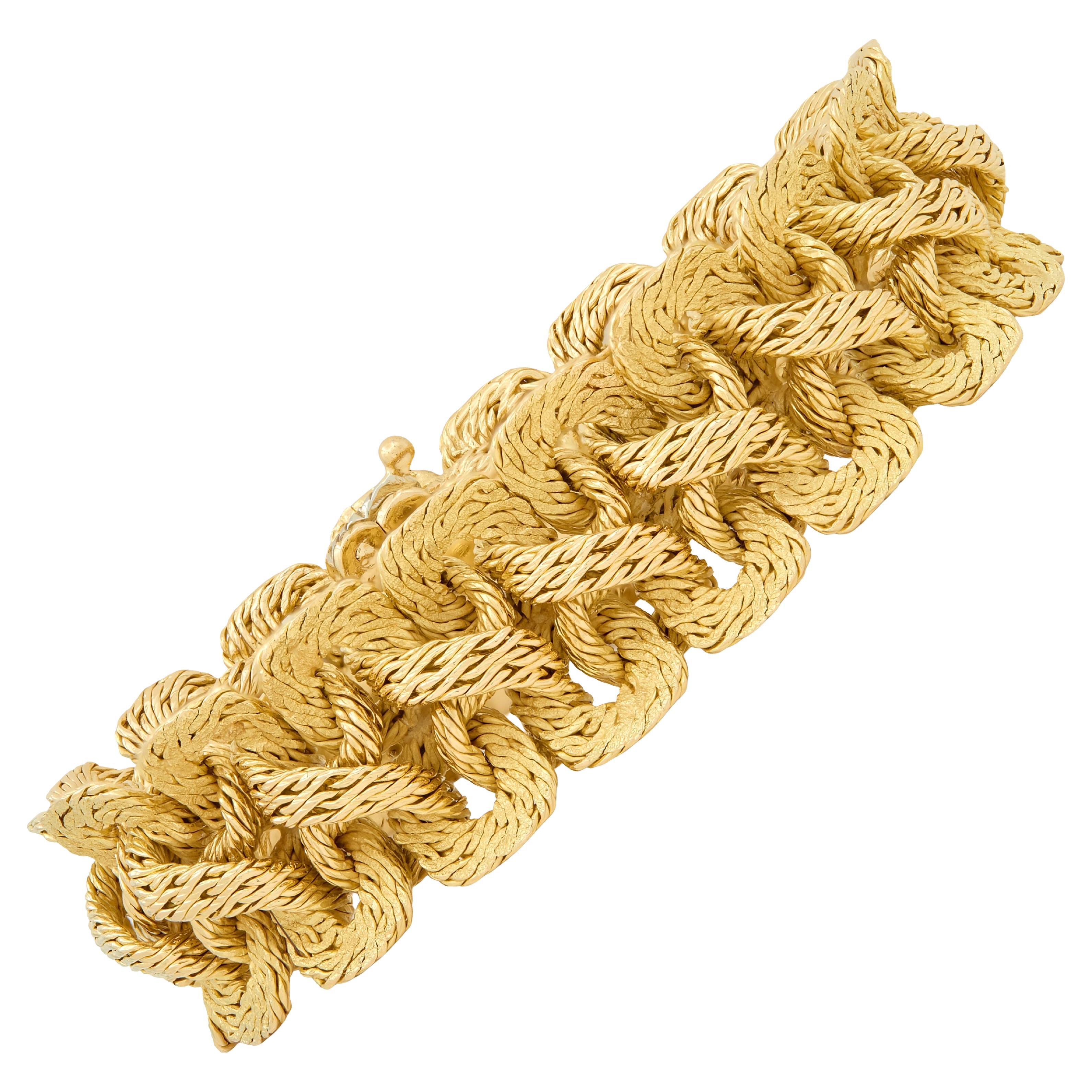 Bulgari Georges L
Enfant 1970
s 18K Gold Vintage Woven Mesh Link Bracelet For Sale