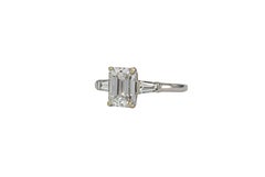 Bulgari GIA 1.50 Carat E VVS2 Emerald Cut Diamond Three Stone Ring