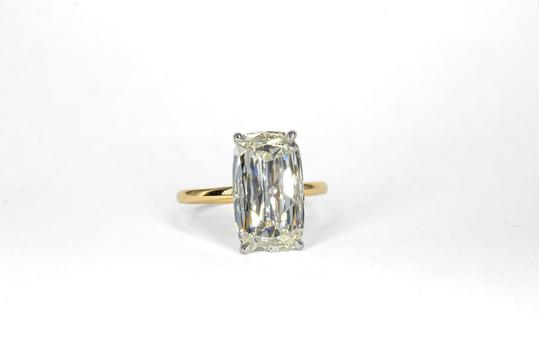 Contemporary J. Birnbach GIA 4.01 Carat M SI2 Elongated Cushion Ashoka Style Diamond Ring