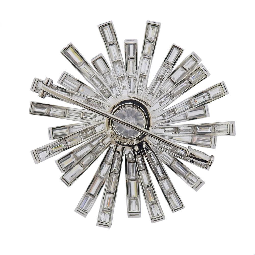 Bulgari GIA 4.22 Carat D SI1 Diamond Platinum Brooch In Excellent Condition In New York, NY