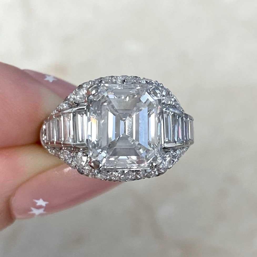 Bulgari GIA 5.01ct Emerald Cut Diamond Engagement Ring, D Color, Platinum For Sale 5