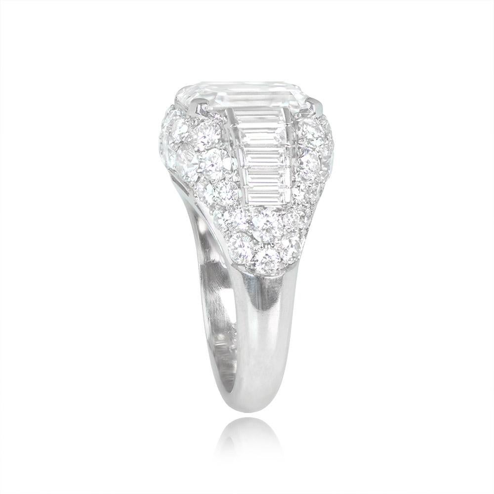 Art Deco Bulgari GIA 5.01ct Emerald Cut Diamond Engagement Ring, D Color, Platinum For Sale