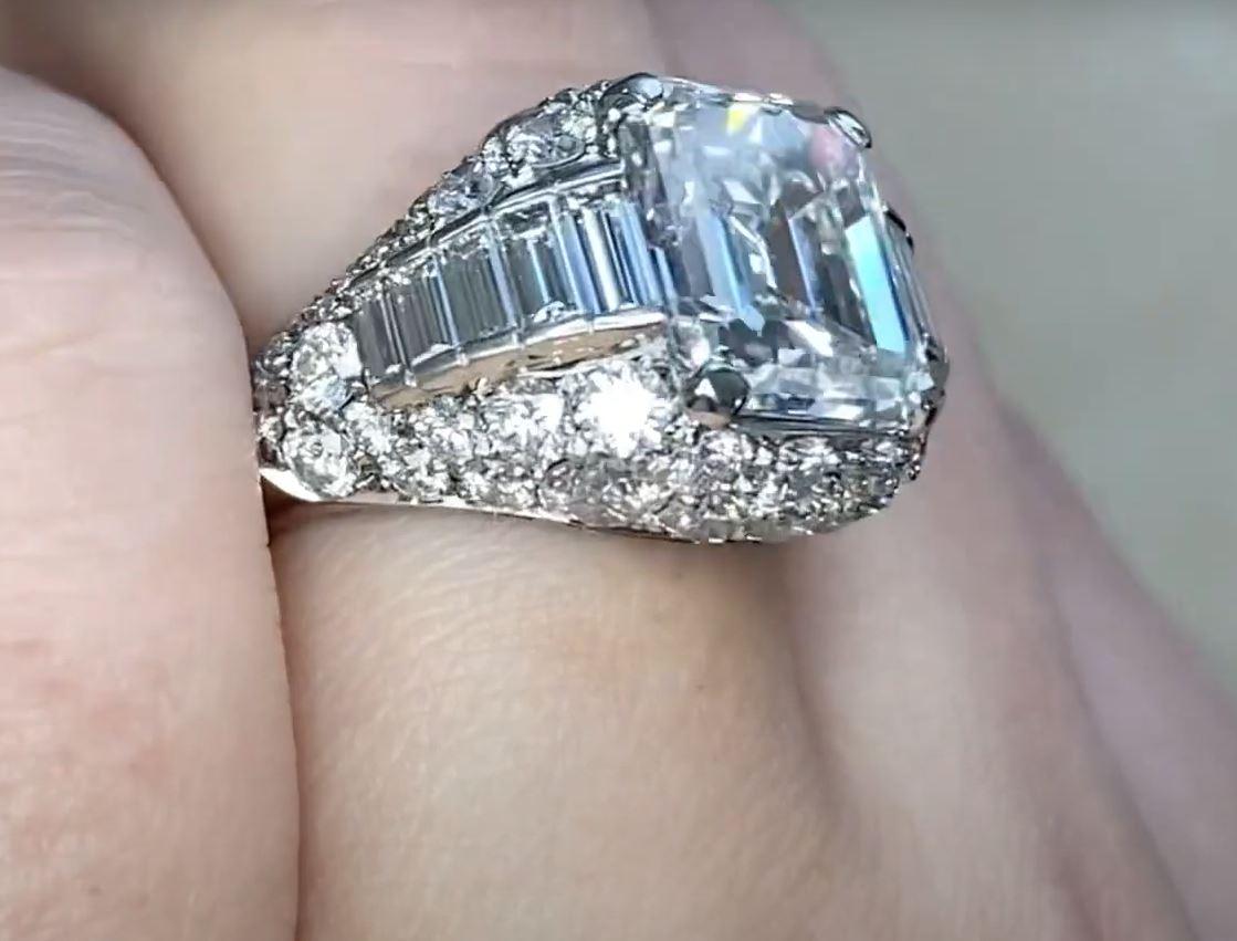 Bulgari GIA 5.01ct Emerald Cut Diamond Engagement Ring, D Color, Platinum For Sale 1