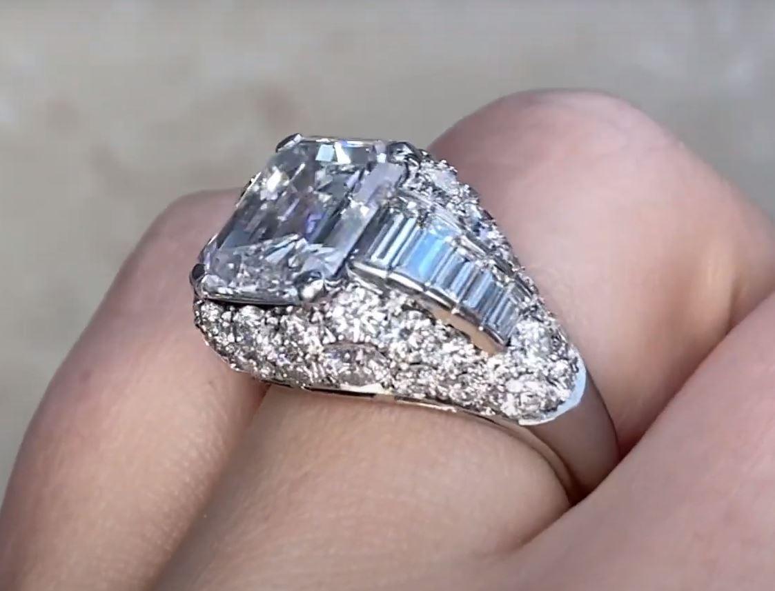 Bulgari GIA 5.01ct Emerald Cut Diamond Engagement Ring, D Color, Platinum For Sale 2