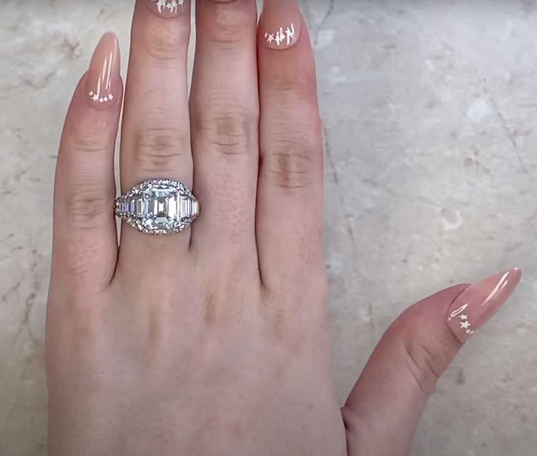 Bulgari GIA 5.01ct Emerald Cut Diamond Engagement Ring, D Color, Platinum For Sale 4
