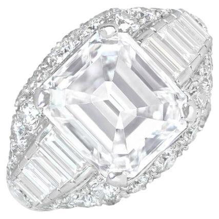 Bulgari GIA 5.01ct Emerald Cut Diamond Engagement Ring, D Color, Platinum For Sale