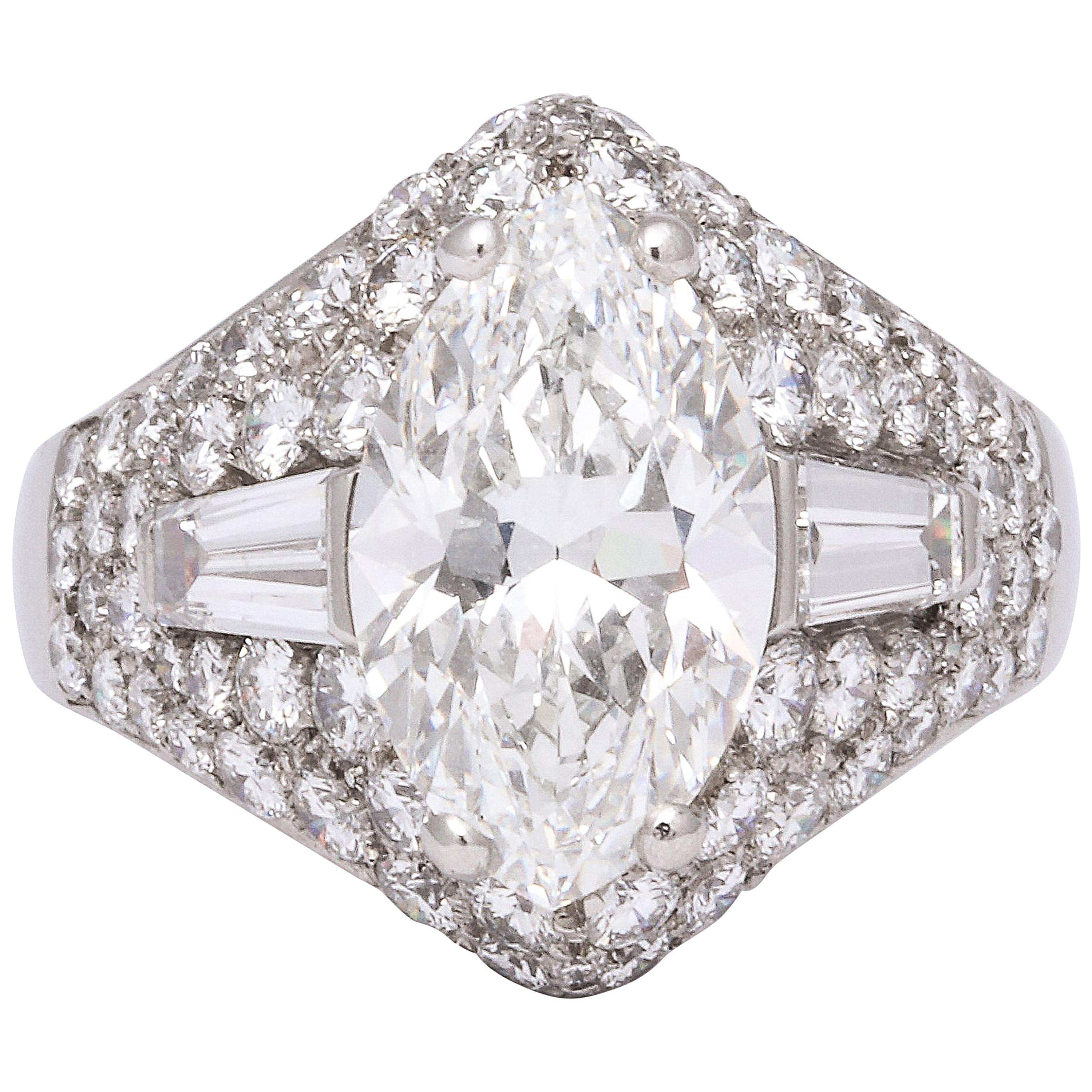 Bulgari GIA Certified 3.06 Carat Marquise Diamond Ring