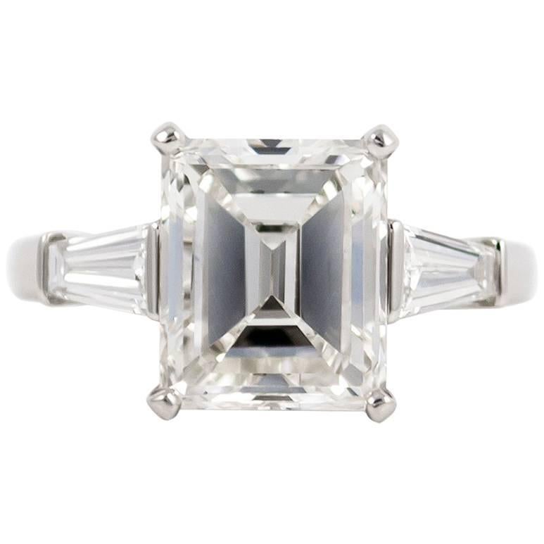 Bulgari GIA Certified 4.20 Carat Emerald Cut Diamond Ring