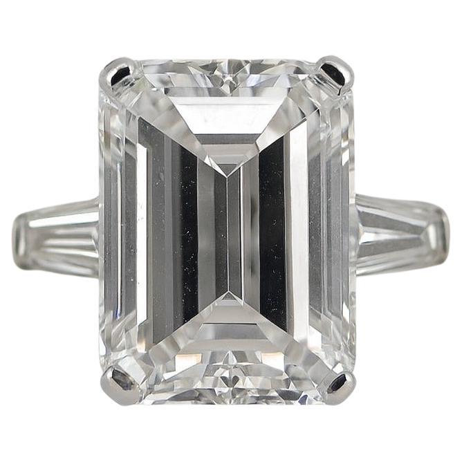 Bulgari GIA Certified 4.98 Carat Emerald Cut Diamond Platinum Engagement Ring For Sale