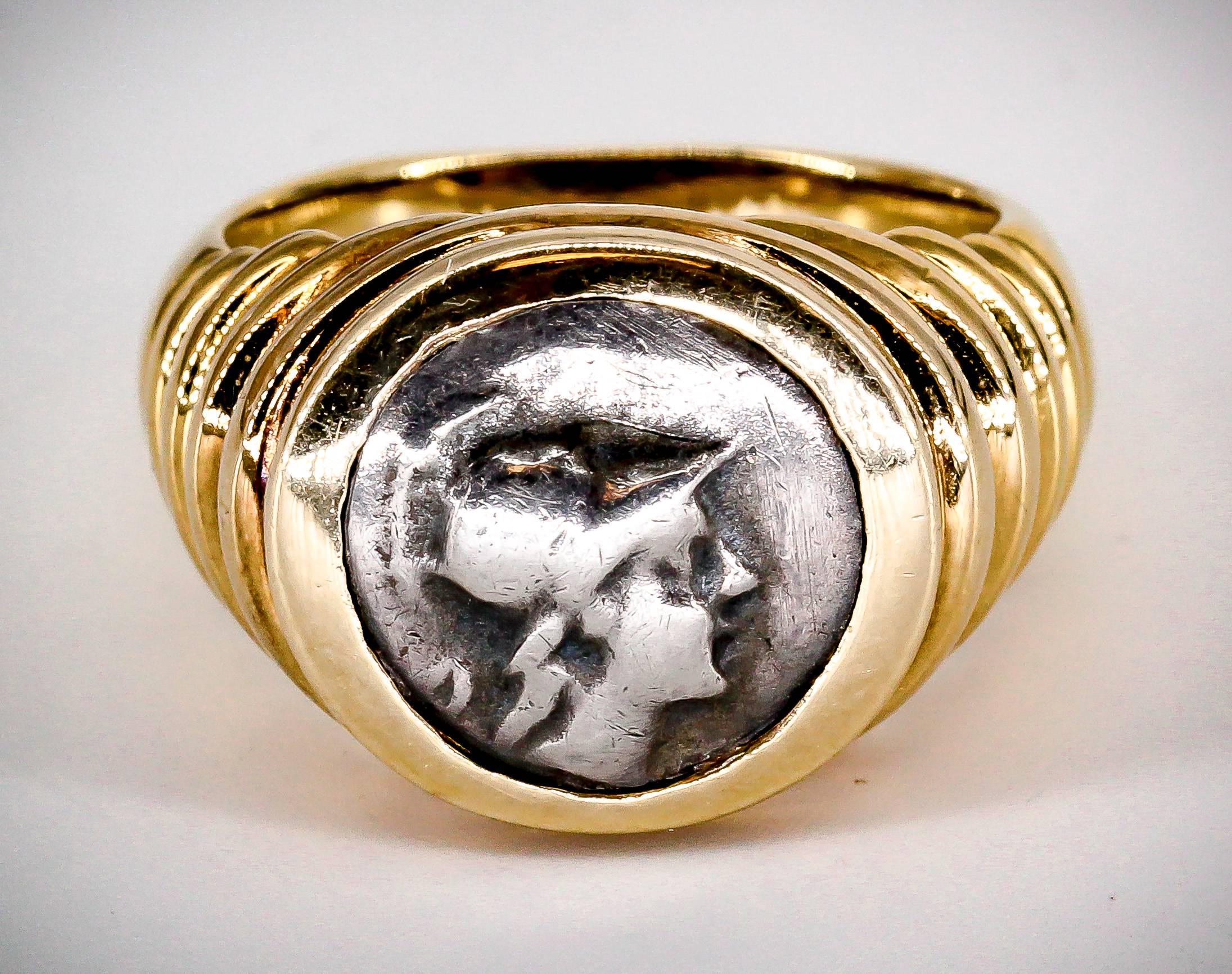 Bulgari Gold Ancient Coin Ring In Good Condition In New York, NY