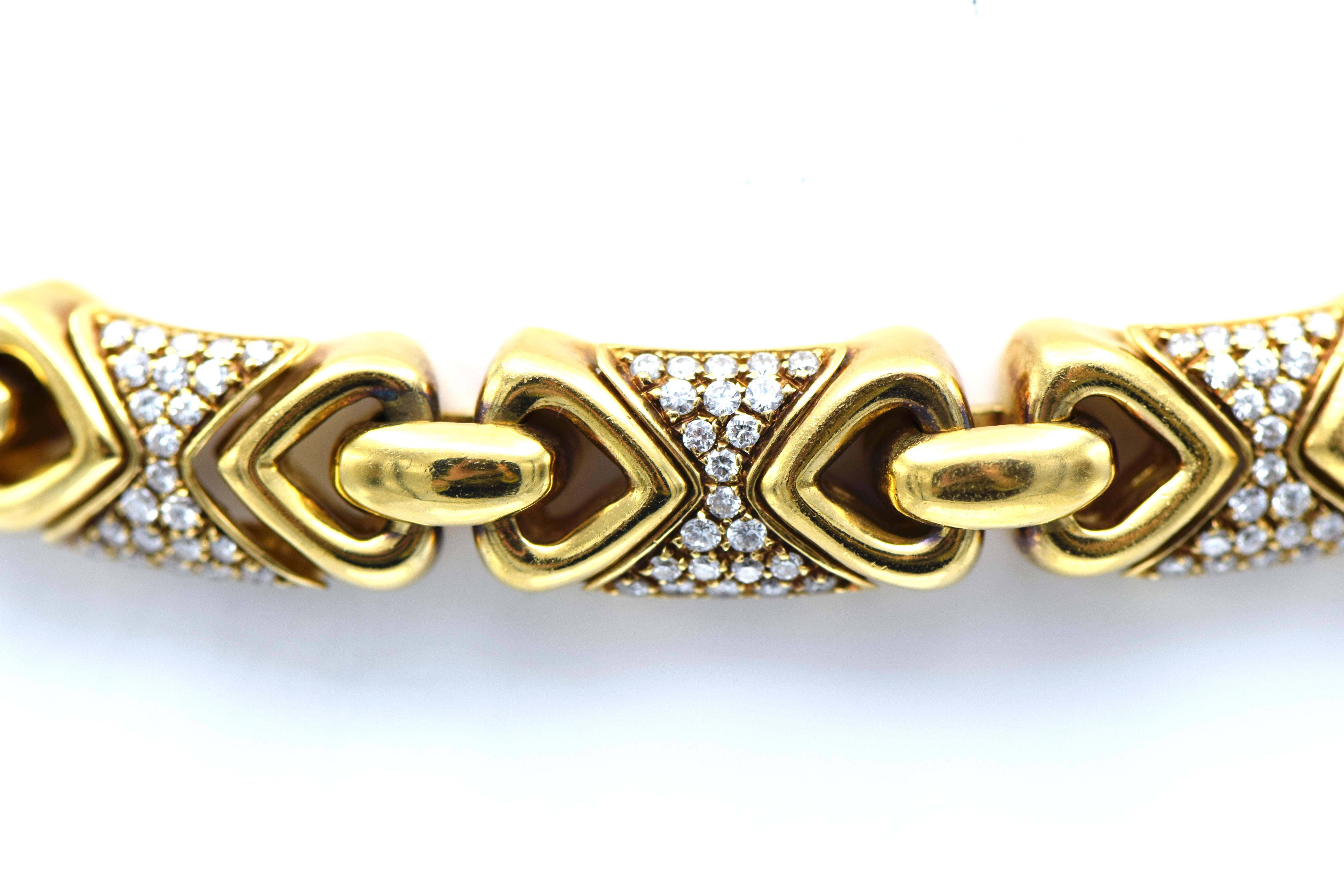 Artist Bulgari Gold and Diamond 'Doppio Cuore' Necklace