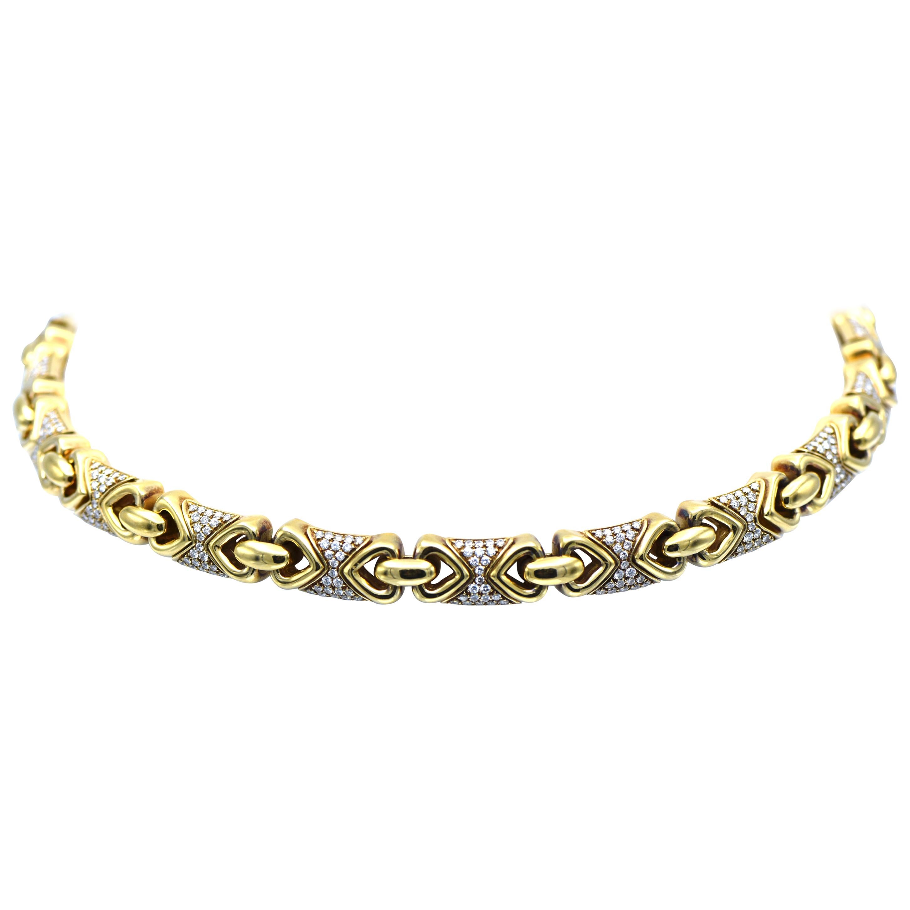 Bulgari Gold and Diamond 'Doppio Cuore' Necklace