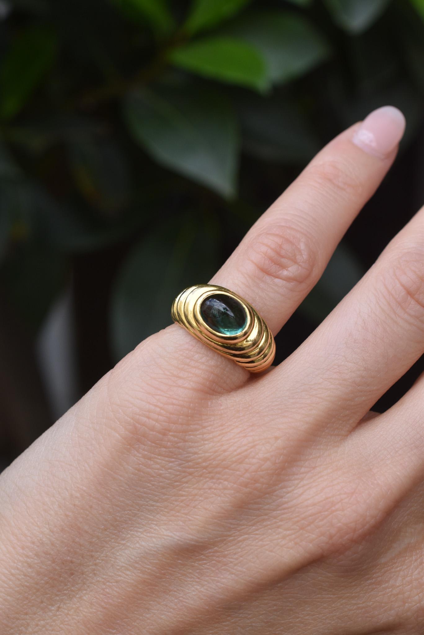 Bulgari Gold and Green Tourmaline Ring In Excellent Condition In New York, NY