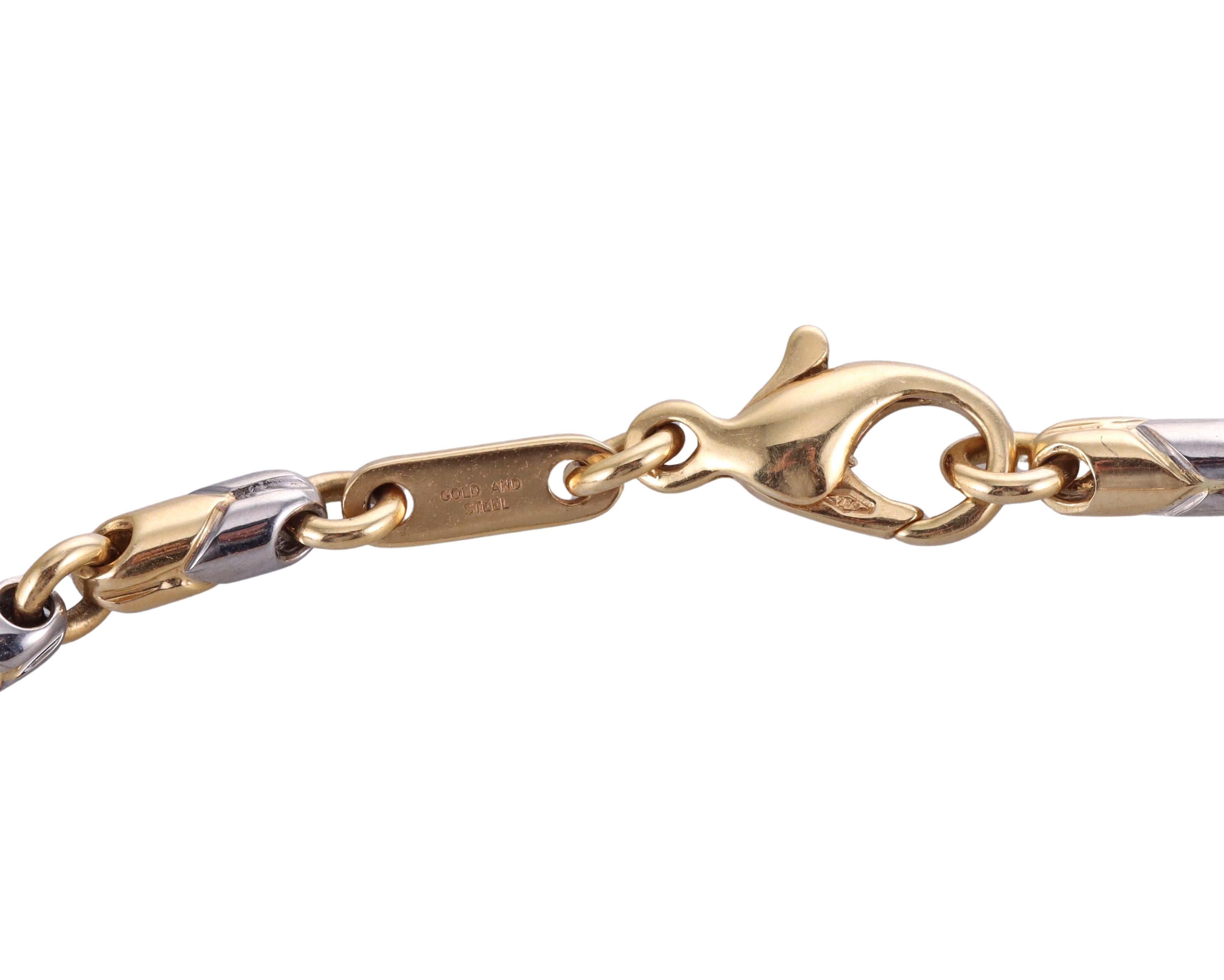 Bulgari Halskette aus Gold und Stahl mit Moneten-Anhänger für Damen oder Herren im Angebot
