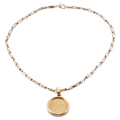Bulgari Gold and Steel Coin Monete Pendant Necklace