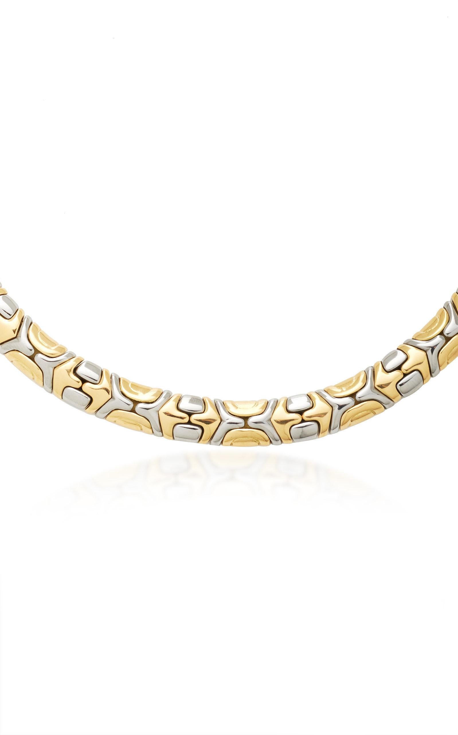 Bulgari Gold and Steel Parenthesis Necklace In Good Condition In New York, NY