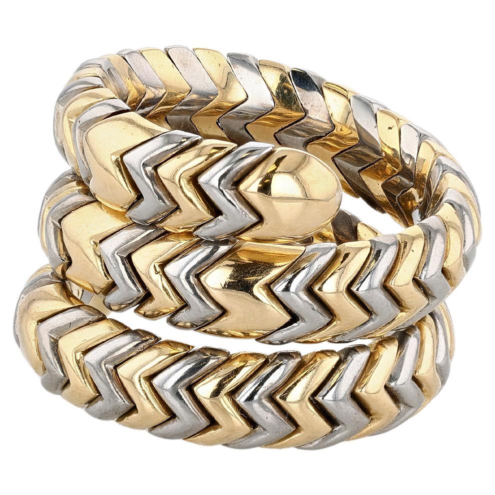 Bulgari Gold and Steel Spiga Wrap Ring