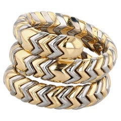 Bulgari Gold and Steel Spiga Wrap Ring
