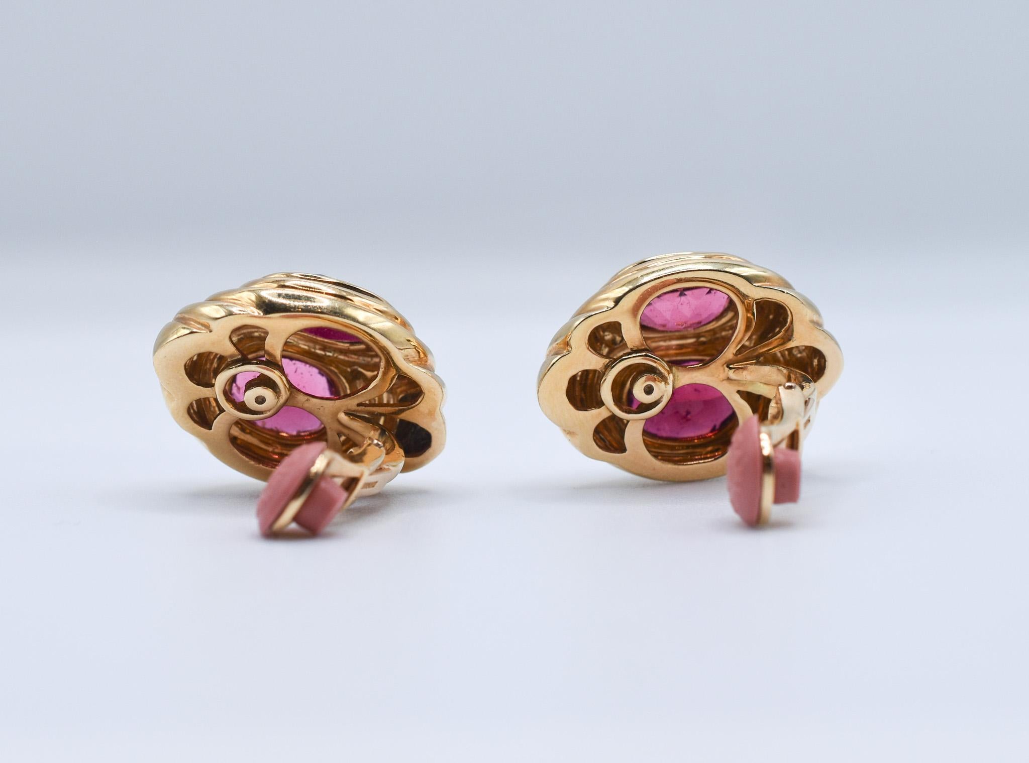 Women's or Men's Bulgari Gold and Tourmaline Earclips For Sale