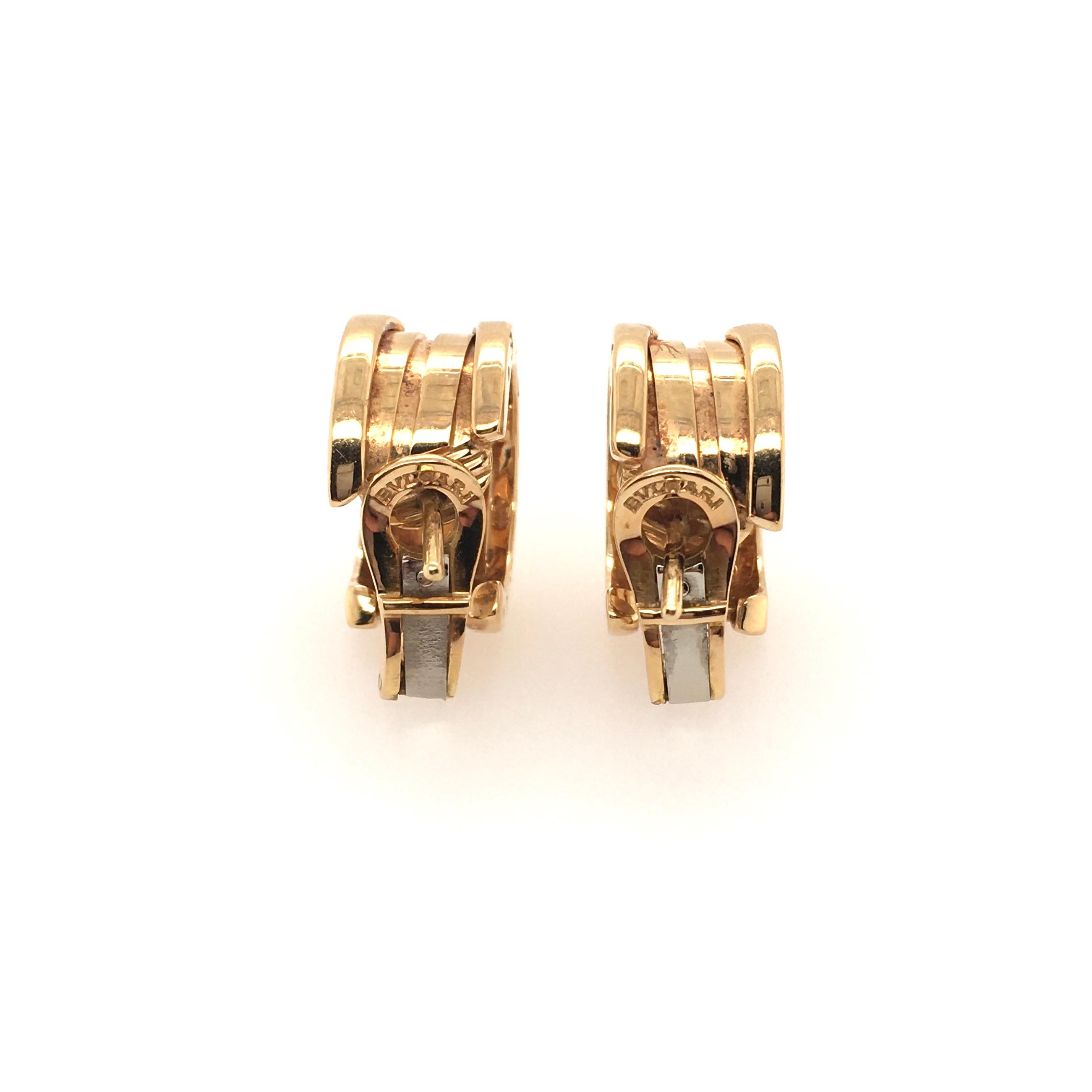 Bulgari Gold B Zero-1 Hoop Earrings In Excellent Condition In New York, NY
