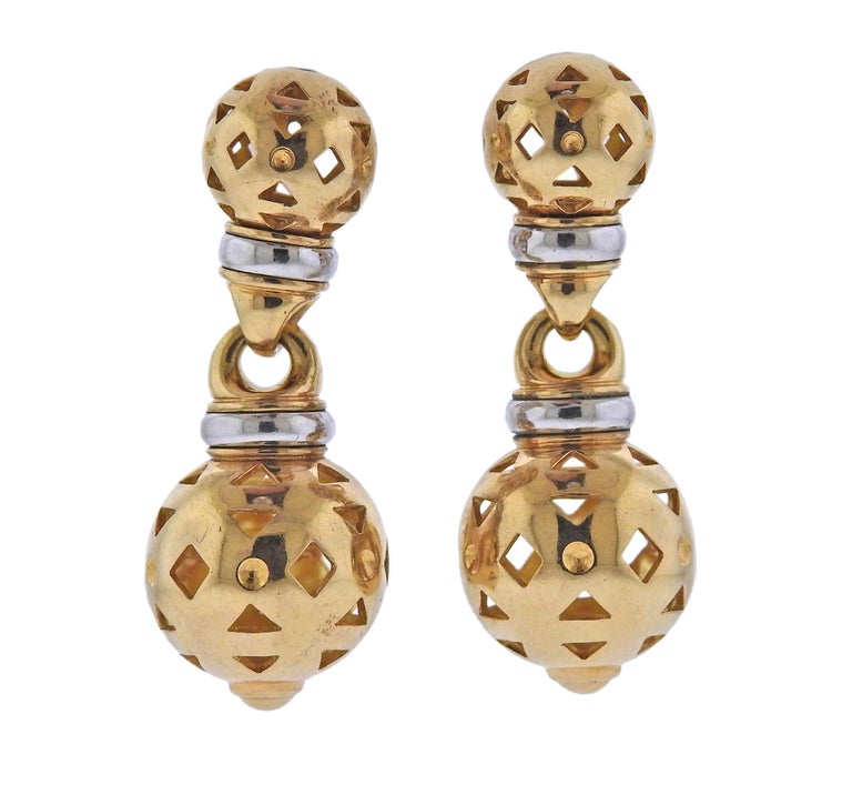 Bulgari Gold Ball Drop Earrings at 1stDibs