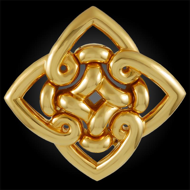 Bulgari Goldene Brosche Pin für Damen oder Herren im Angebot