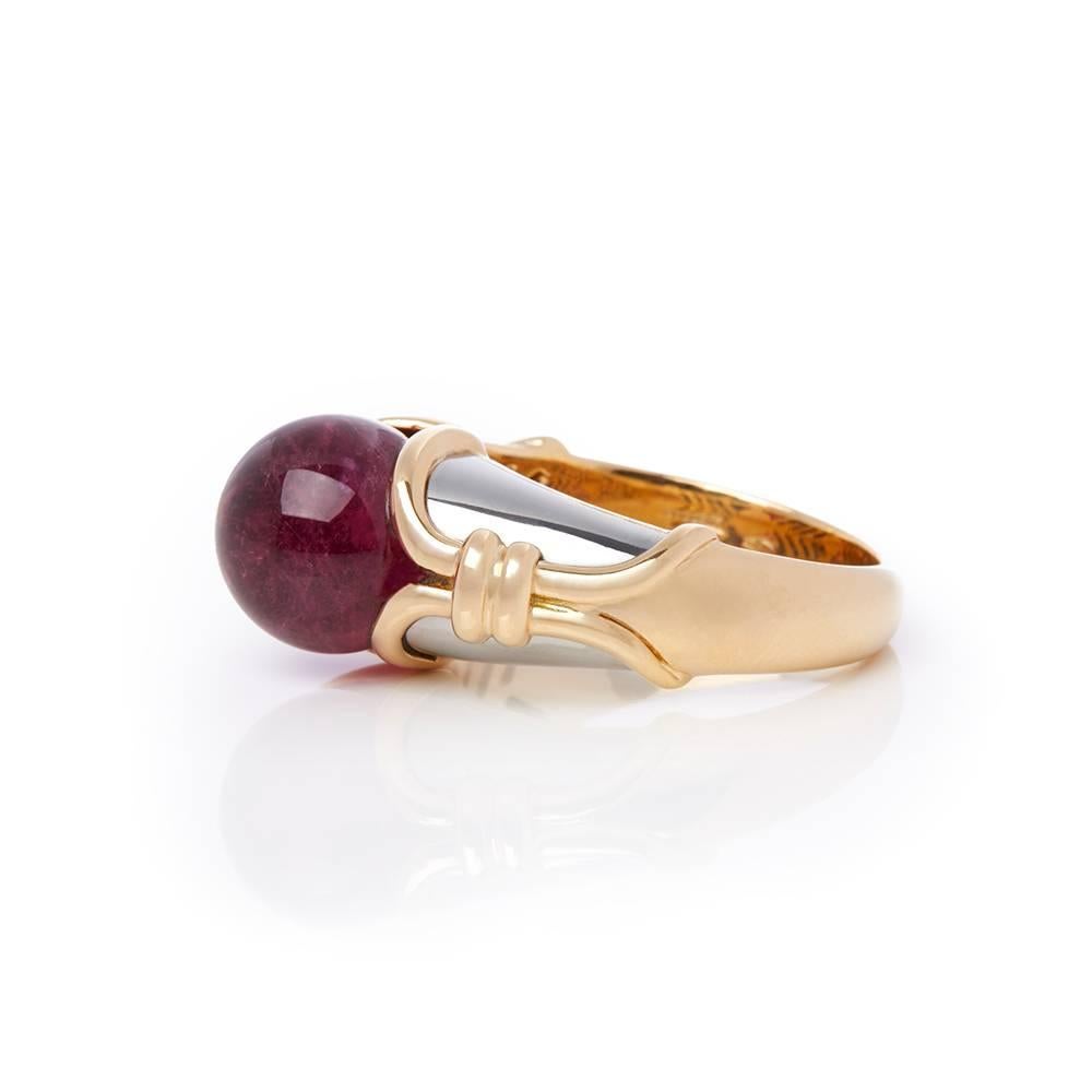 Bulgari Gold Cabochon Ruby Ring In Excellent Condition In Bishop's Stortford, Hertfordshire