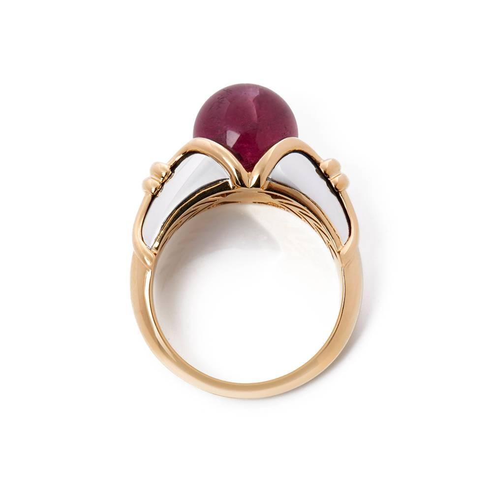 Women's Bulgari Gold Cabochon Ruby Ring