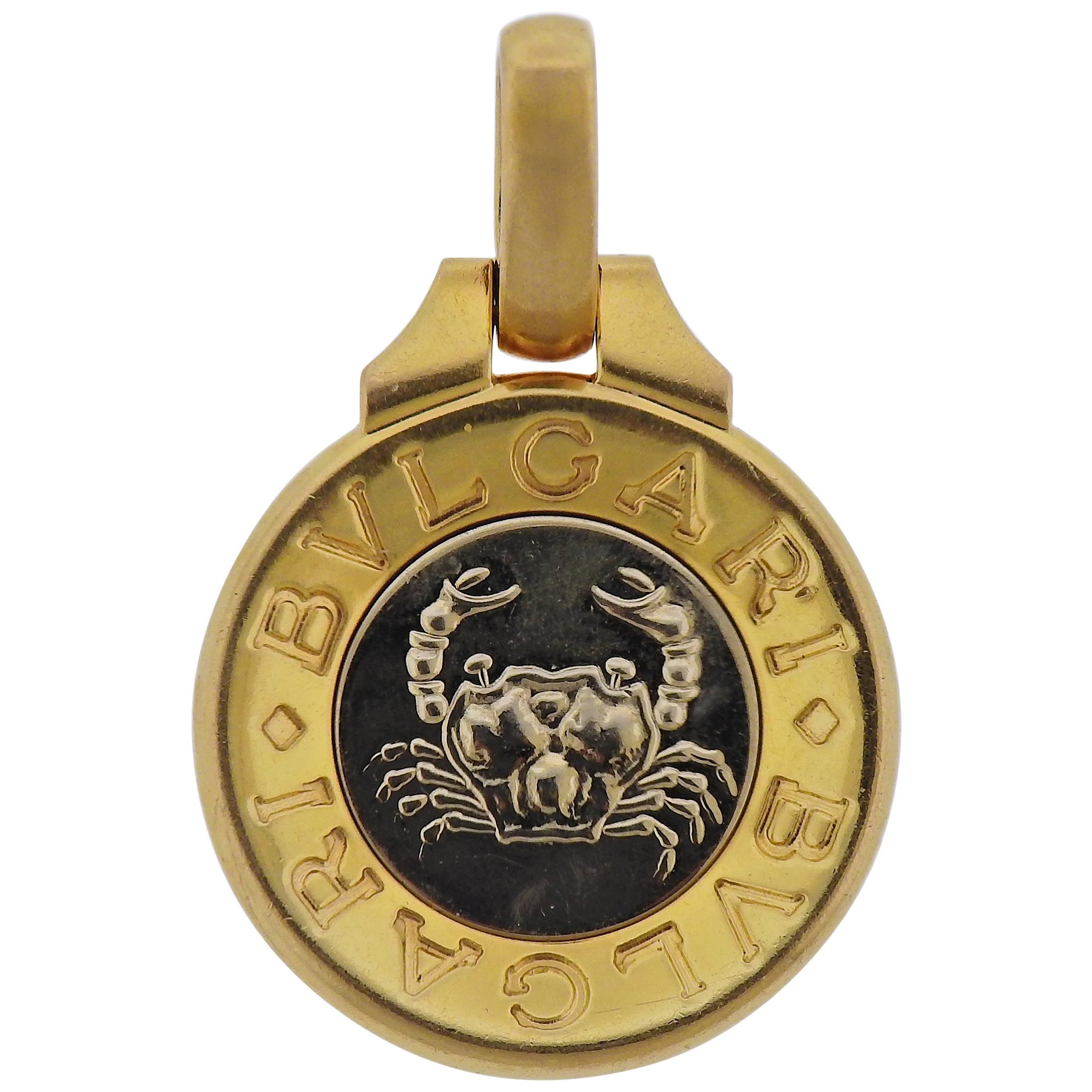 Bulgari Gold Cancer Zodiac Sign Pendant
