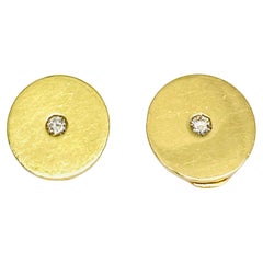 button earrings gold Bulgari Gold Diamond Earrings Button Shape