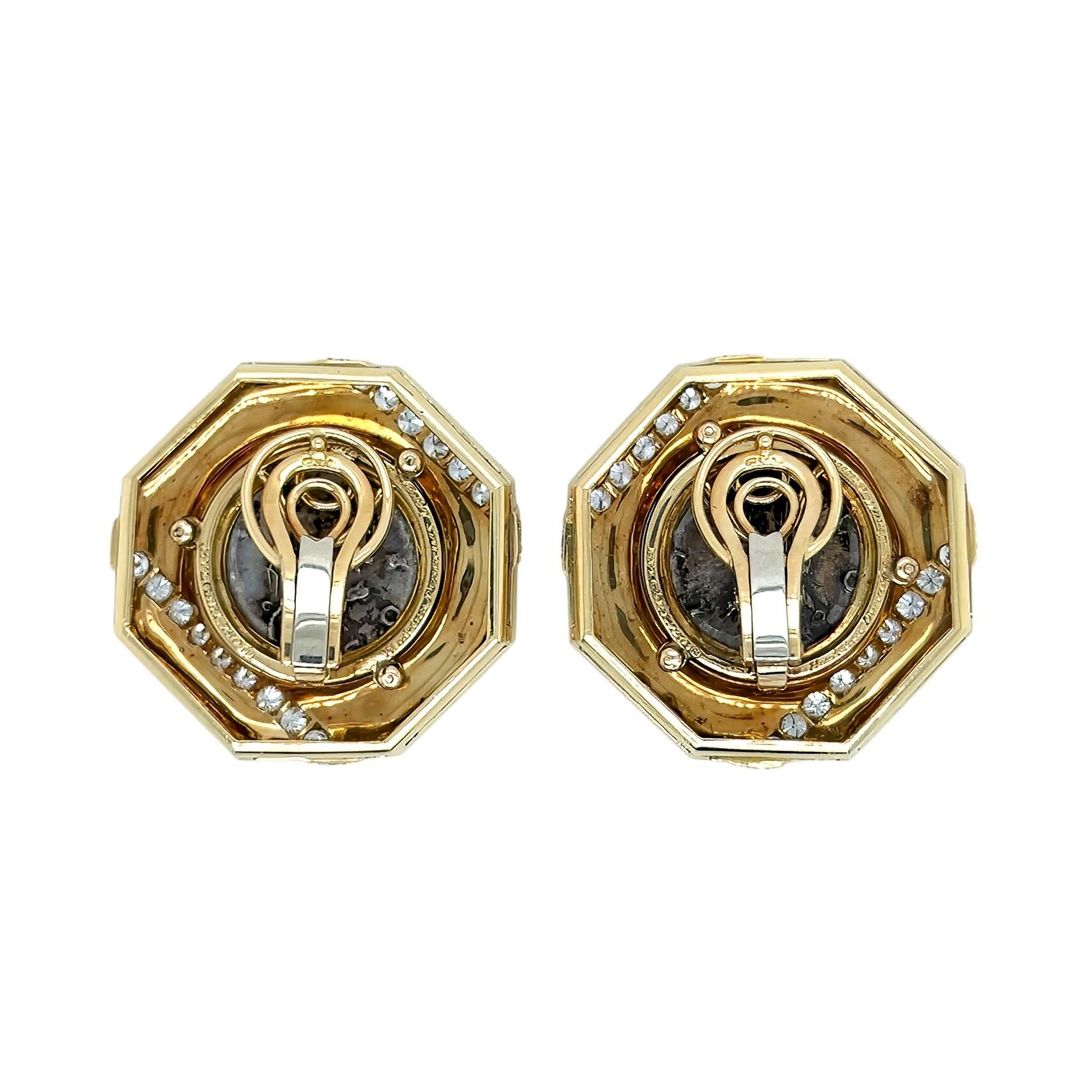 Brilliant Cut BULGARI Gold Diamond Emperor Hadrian Coin Earrings