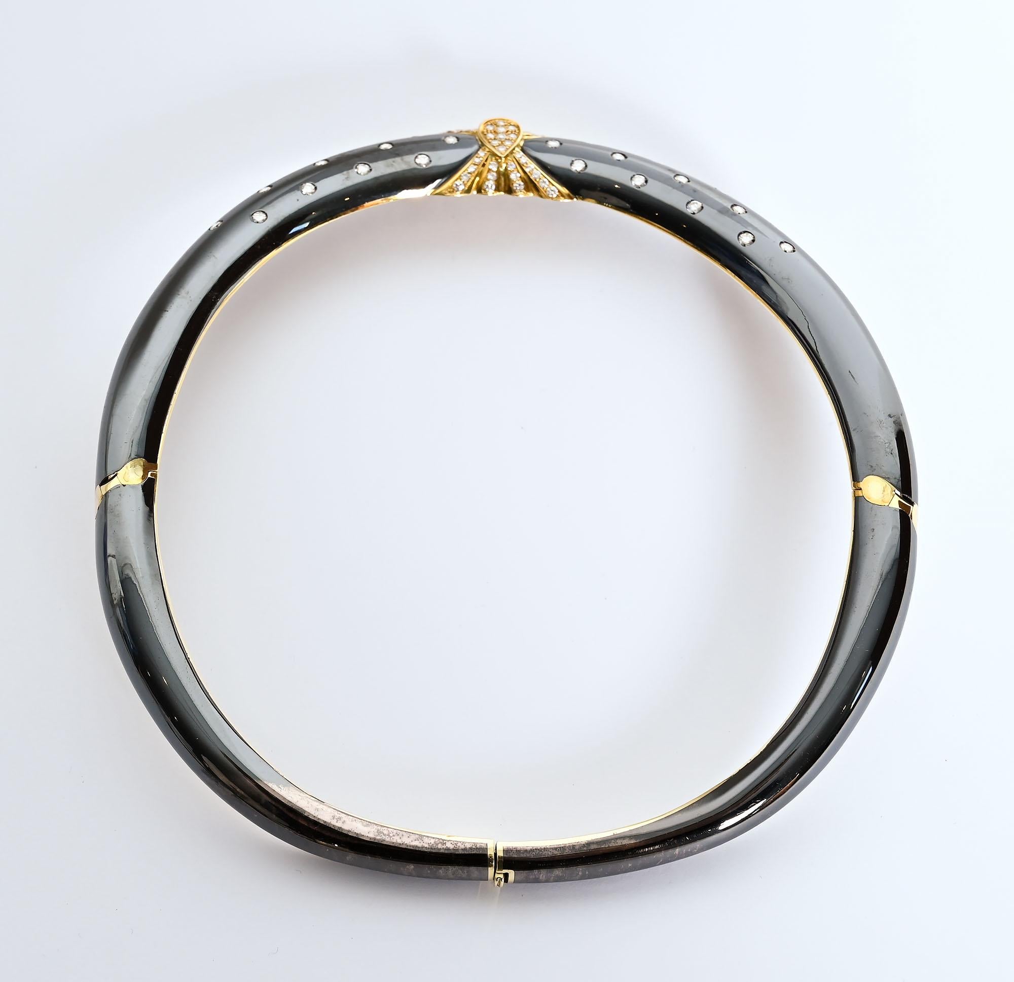 Modern Bulgari Gold' Enamel and Diamonds Choker Necklace