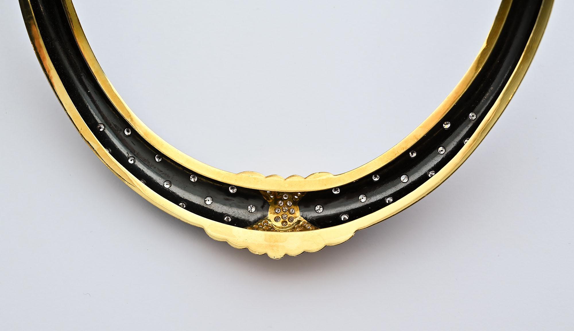 Bulgari Gold-Halskette mit Emaille und Diamanten Damen im Angebot