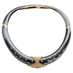 Bulgari Gold' Enamel and Diamonds Choker Necklace