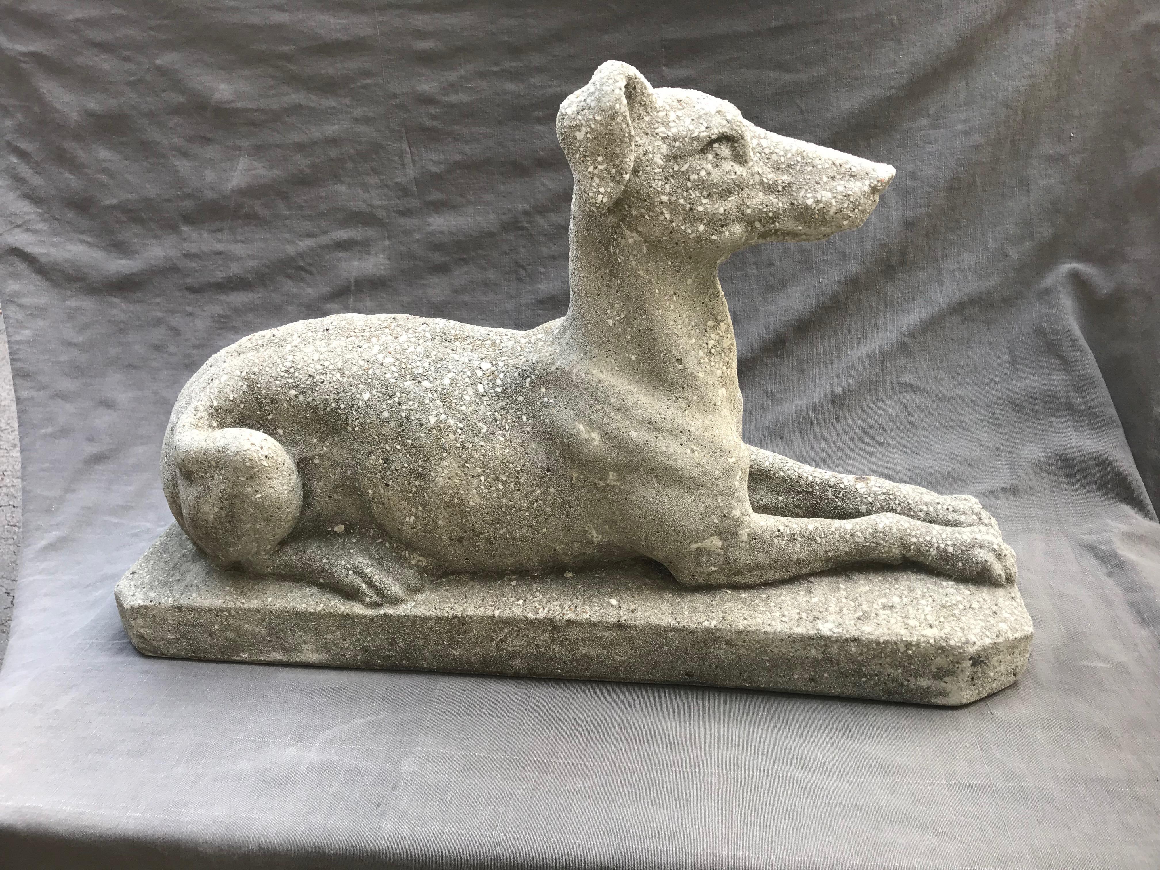 Pair Stone Greyhound Dogs  2