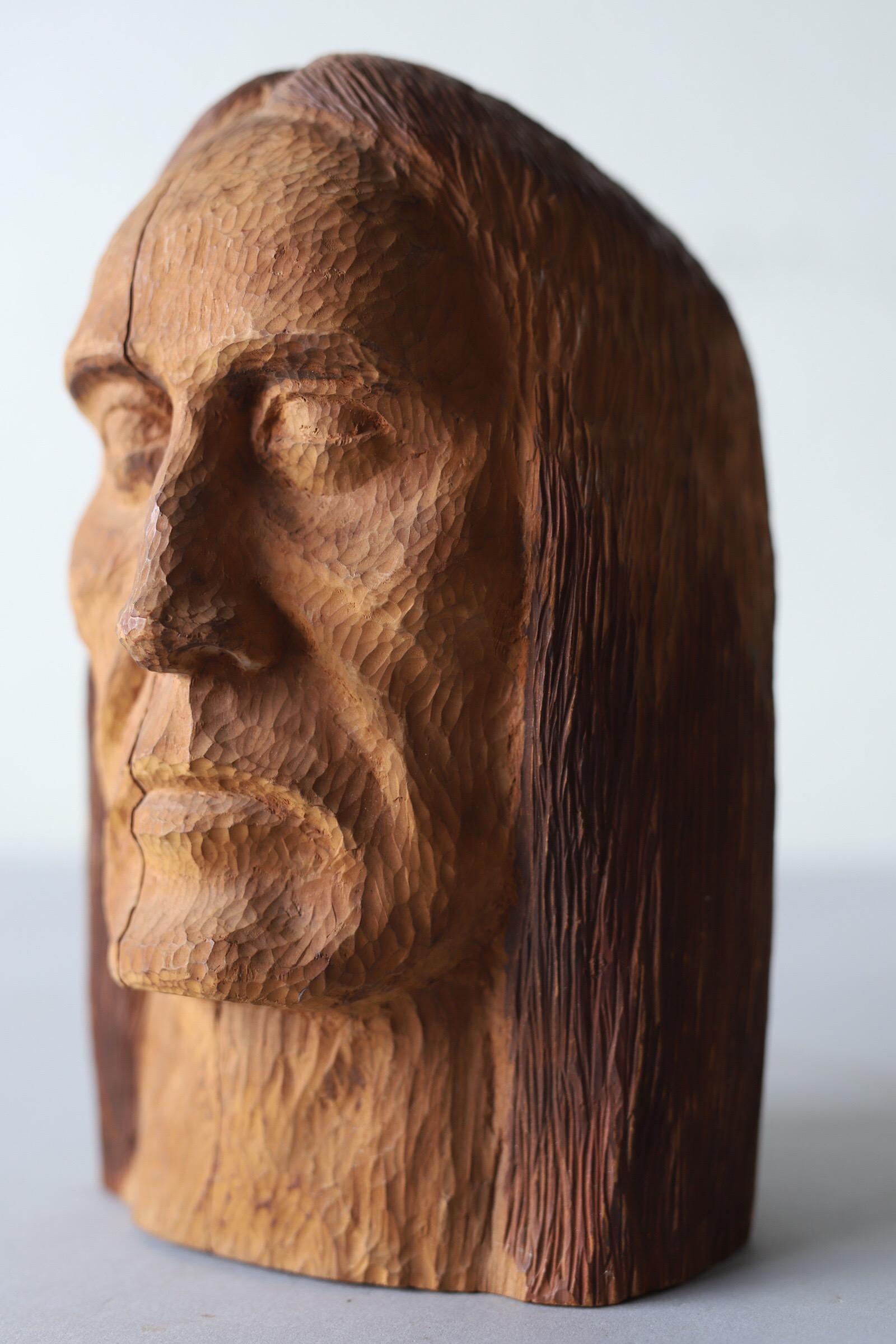 Hand Carved Wood Head 4