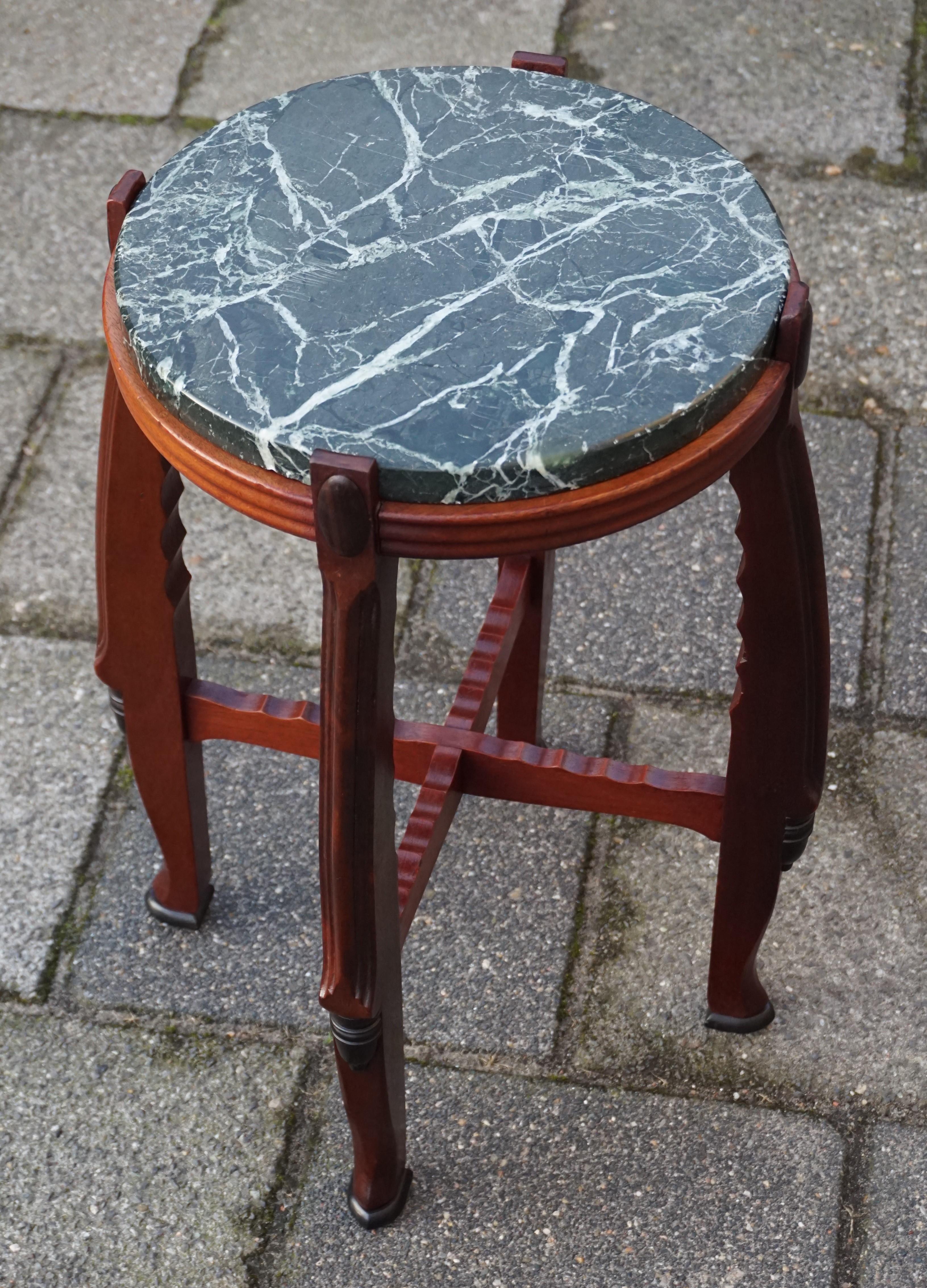 Dutch Arts & Crafts Wine Table / Pedestal Stand Max Coini Style w. Marble Top For Sale 2