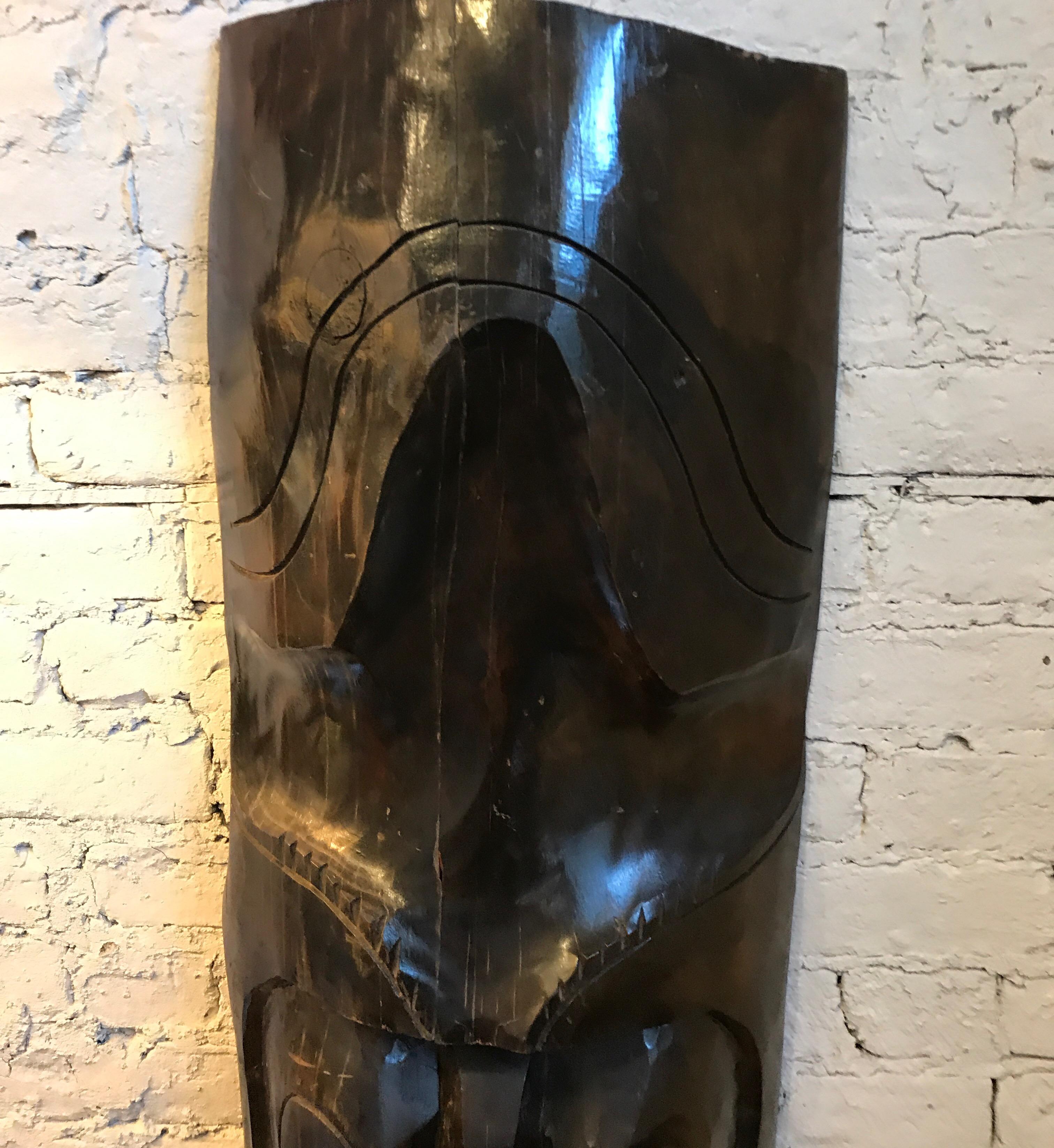 Large Carved Wood Tiki Mask For Sale 1