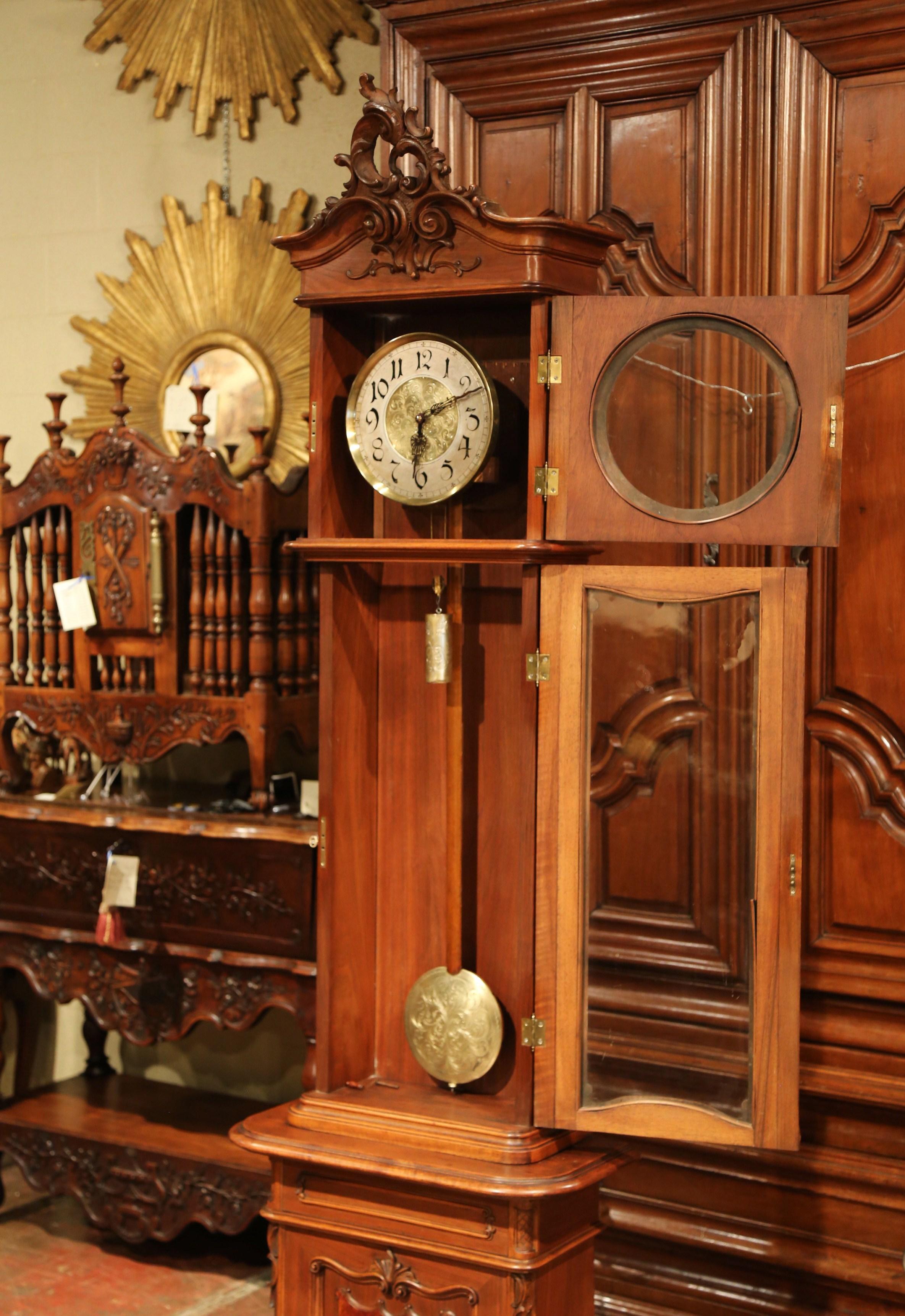 19th Century French Louis XV Carved Walnut Grandfather Clock from Lyon 5