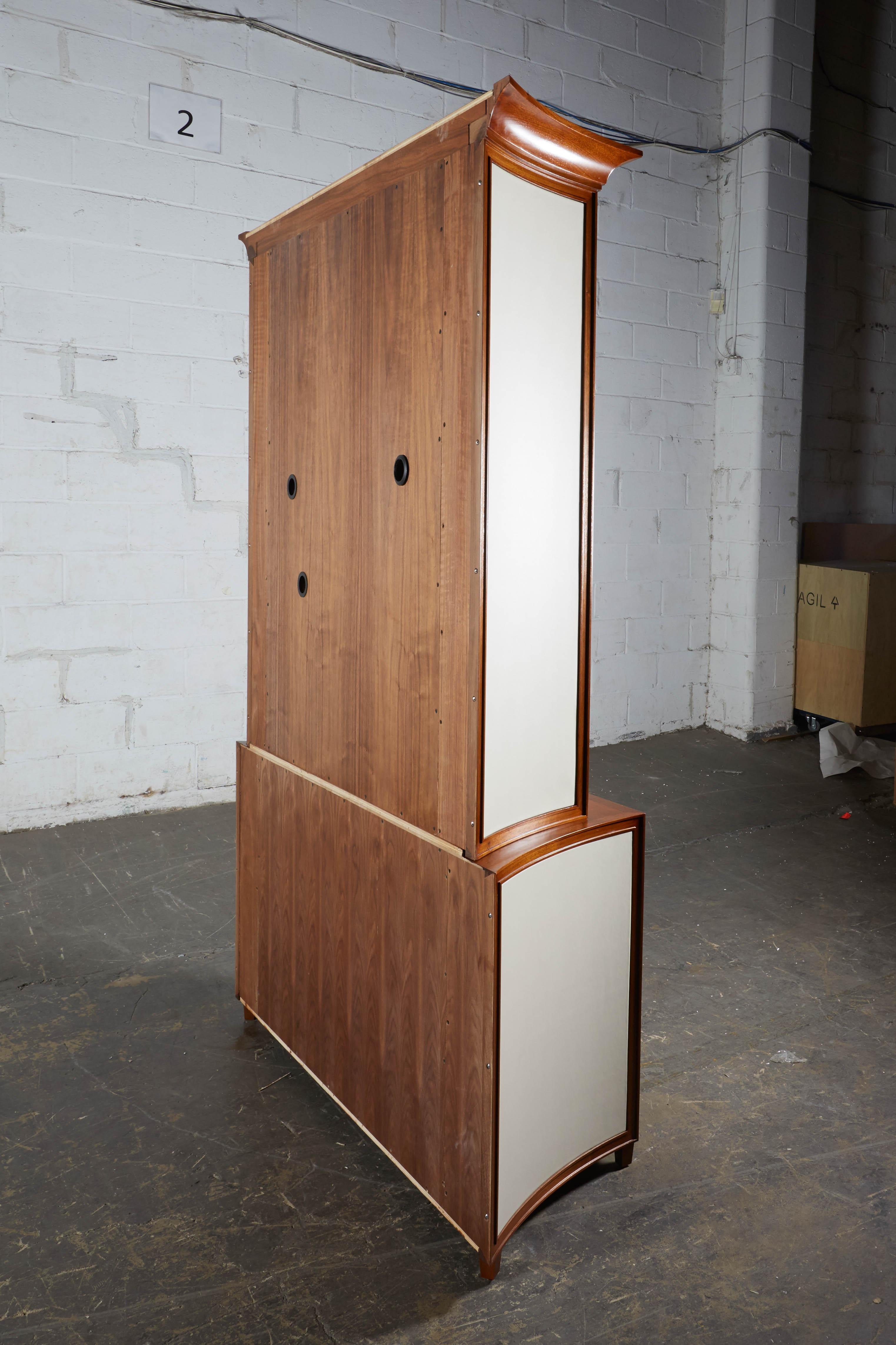 Neoclassical Mahogany and Faux Parchment Media Cabinet 4