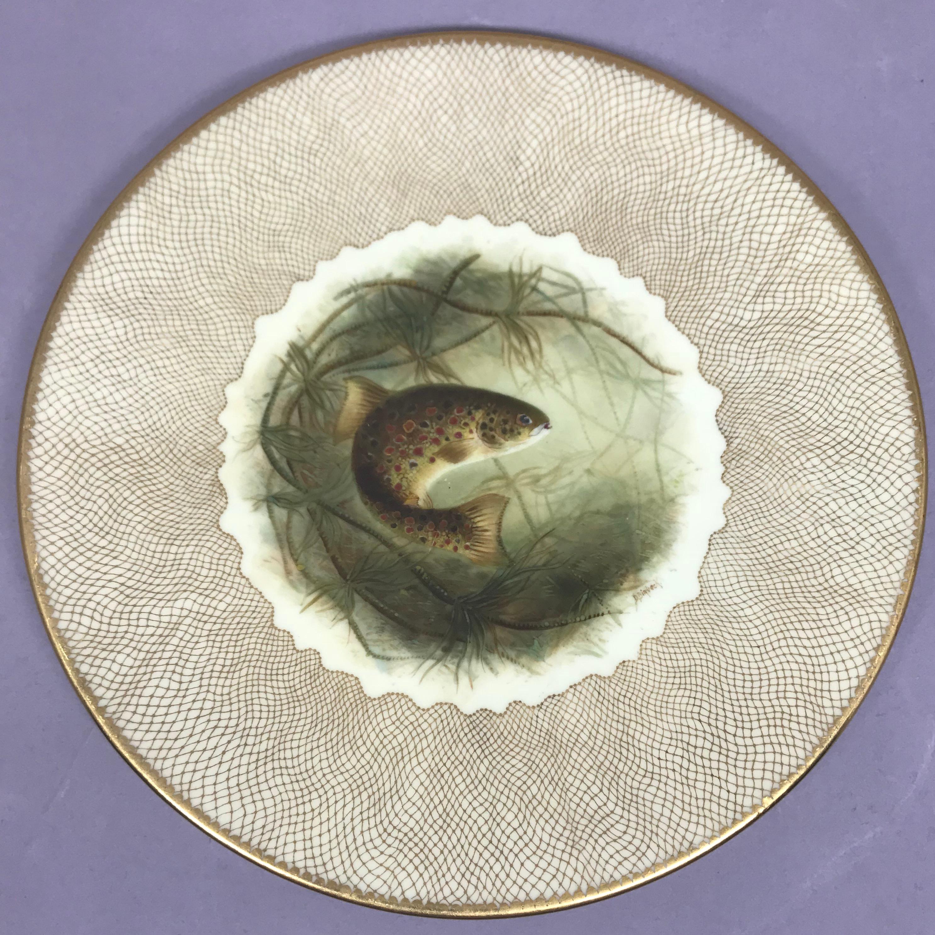 Set of Ten English Fish Plates For Sale 4