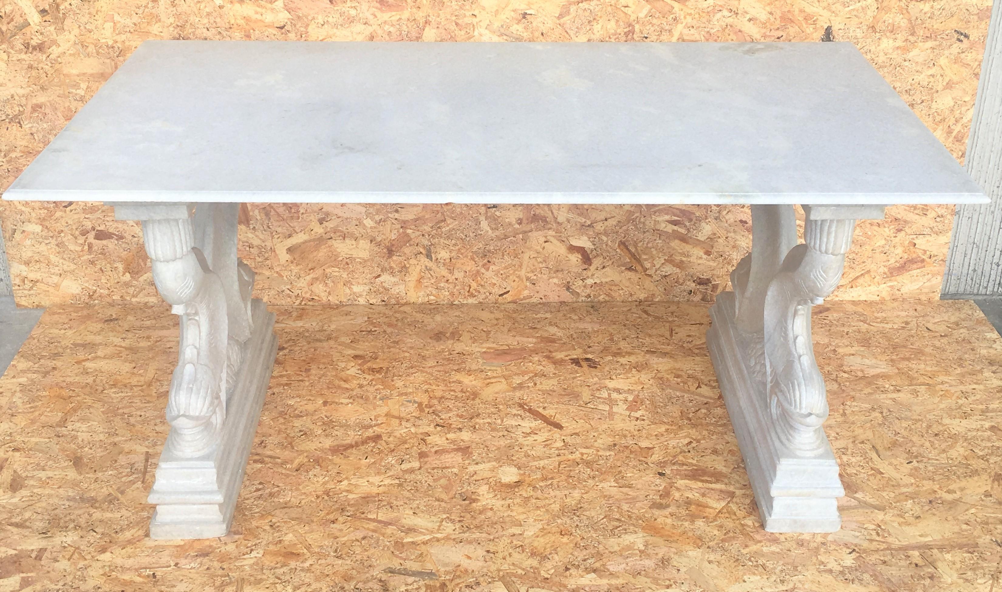 19th Center or Dining Table in Carrara Marble 4