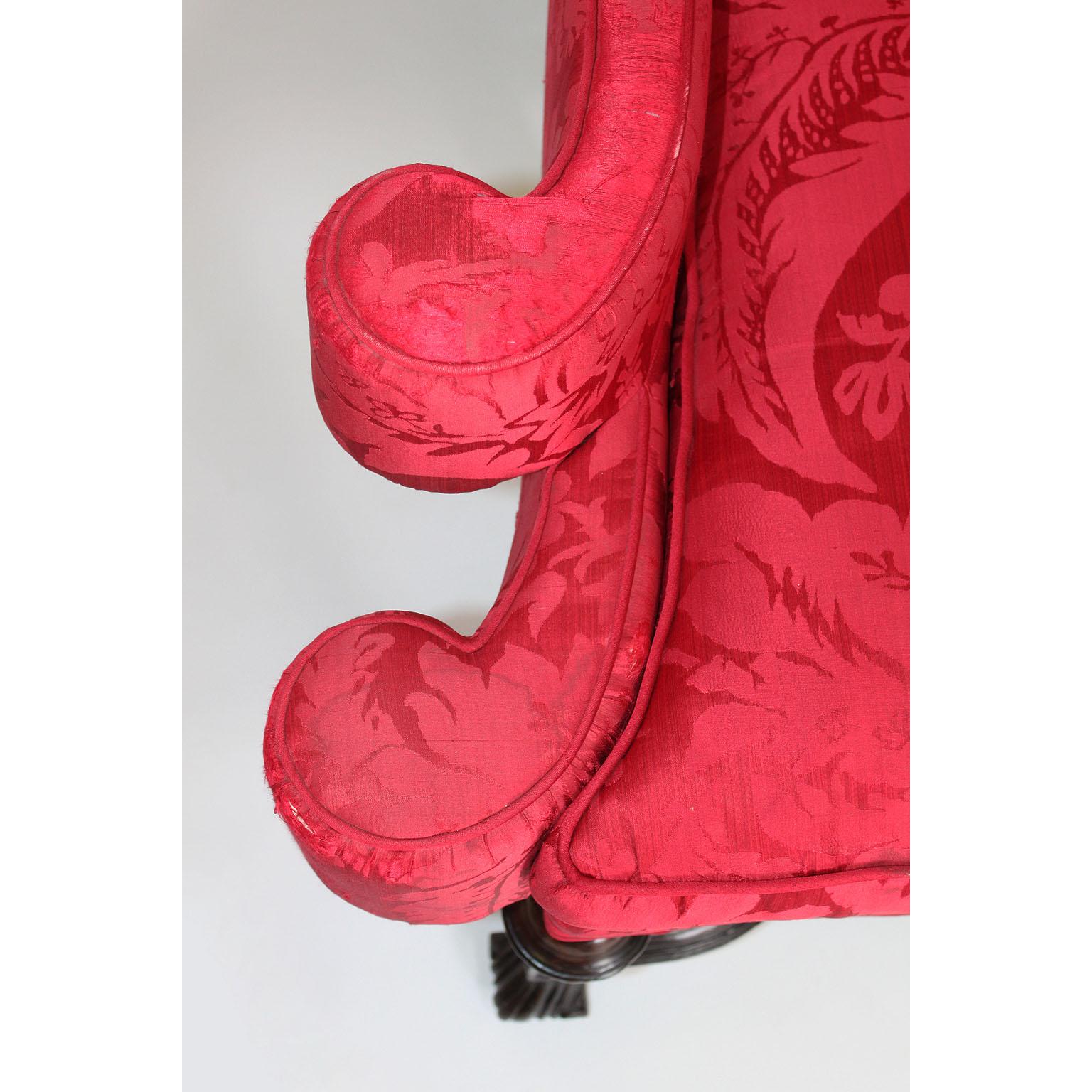 Rare paire de fauteuils trônes anglais de style William & Mary en acajou du 19e siècle en vente 3