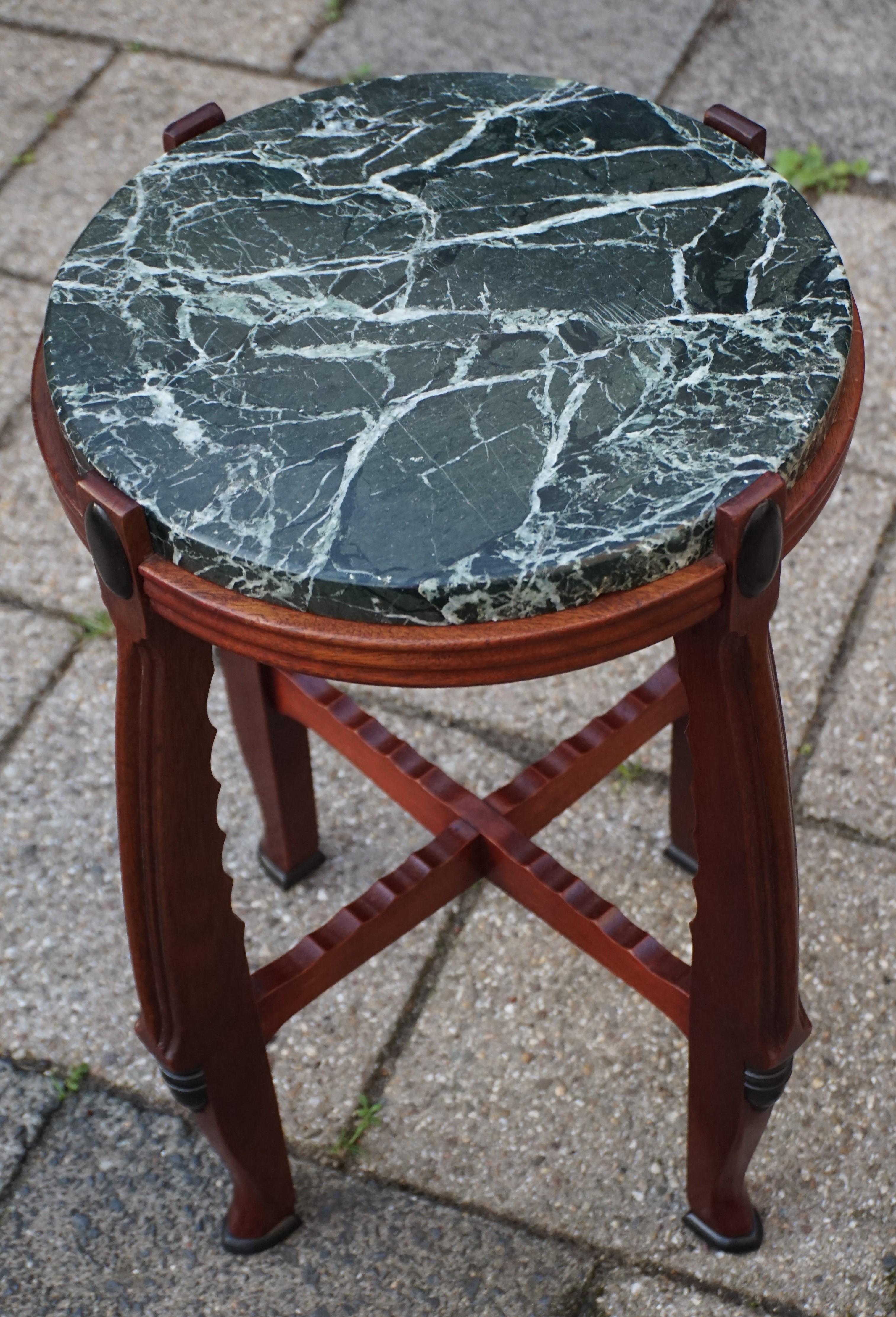 Dutch Arts & Crafts Wine Table / Pedestal Stand Max Coini Style w. Marble Top For Sale 3