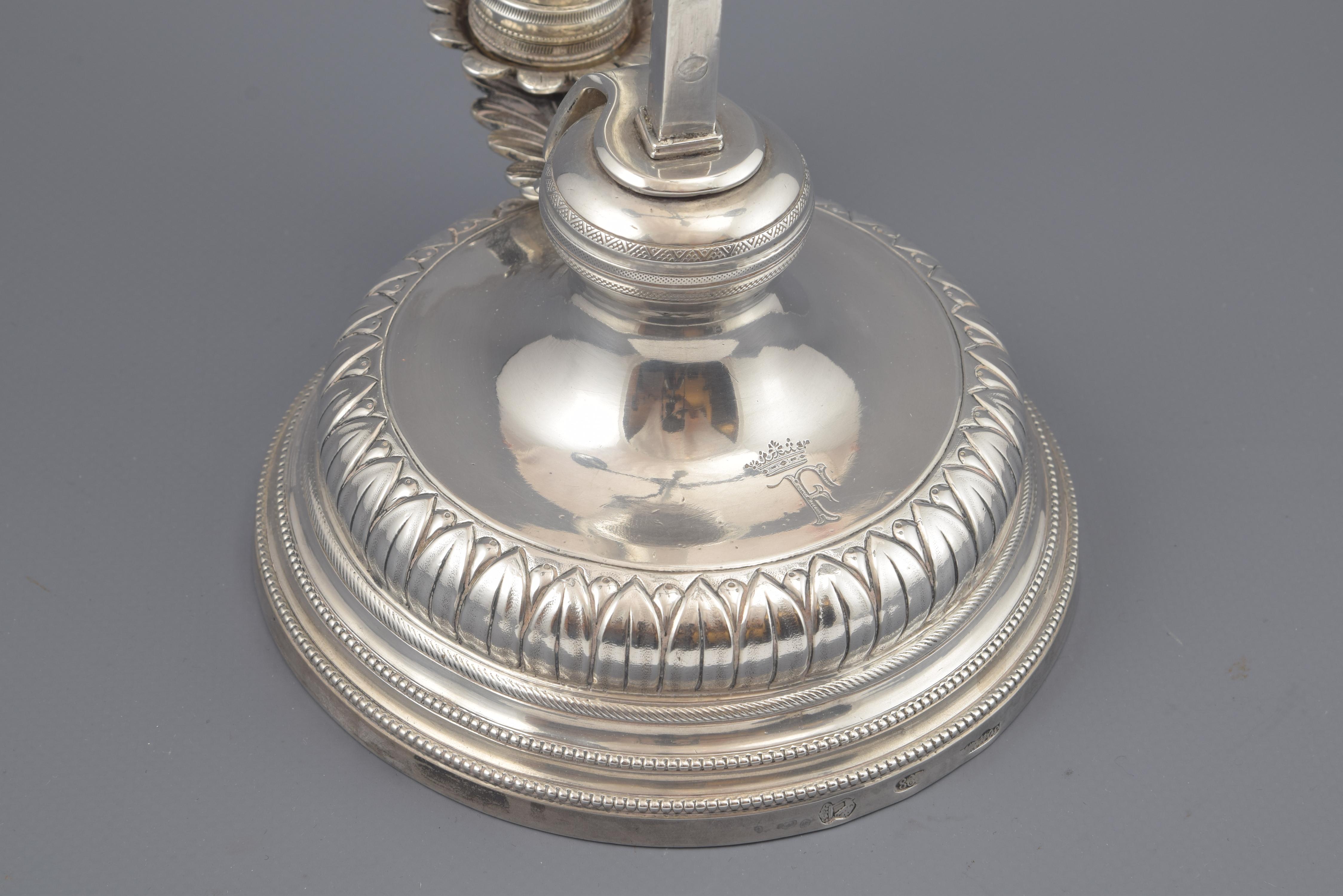 Solid Silver Lamp, with Hallmarks, Possibly Malaga, Spain, 19th Century For Sale 6