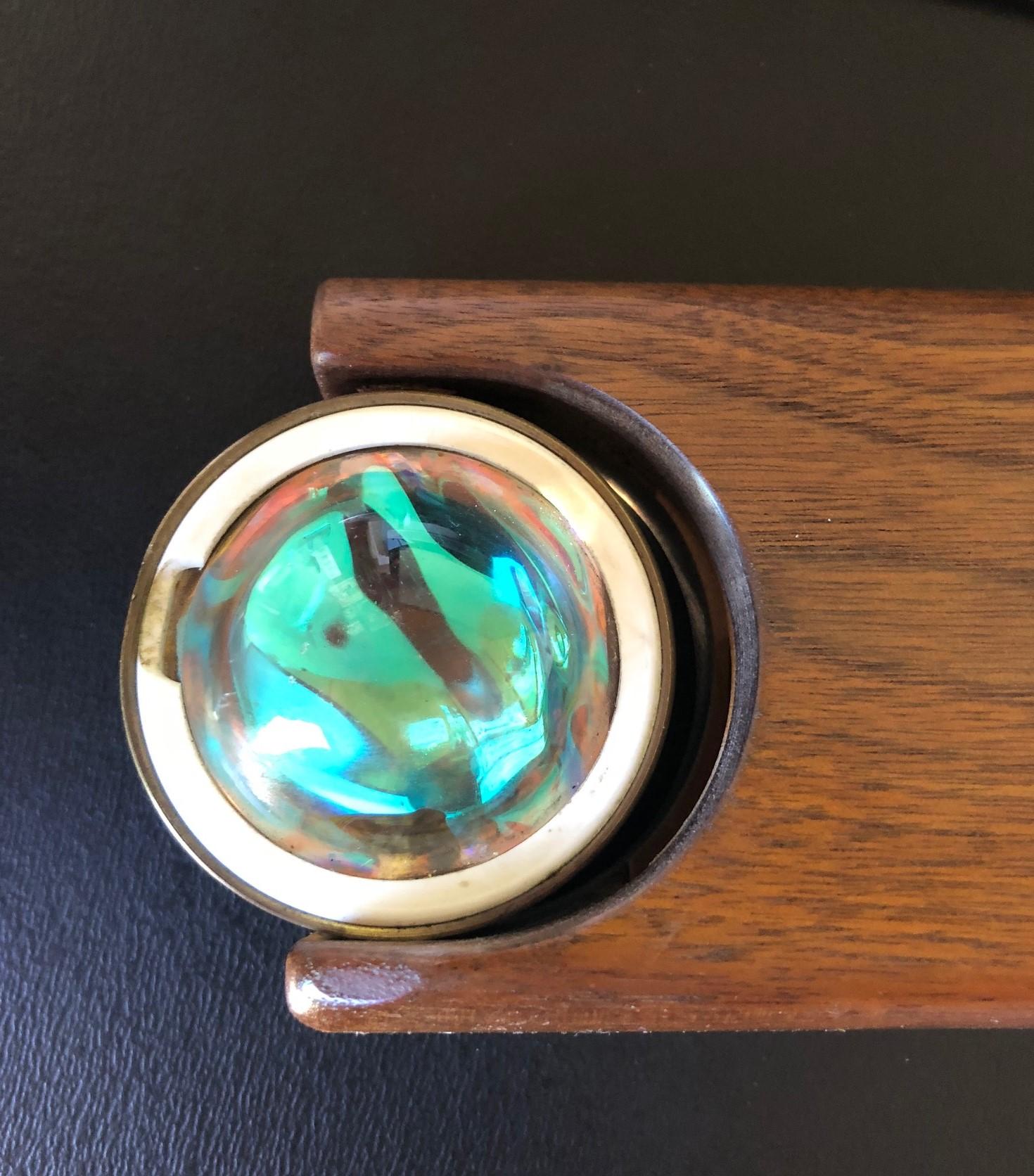 Midcentury Walnut and Brass Kaliedoscope For Sale 5