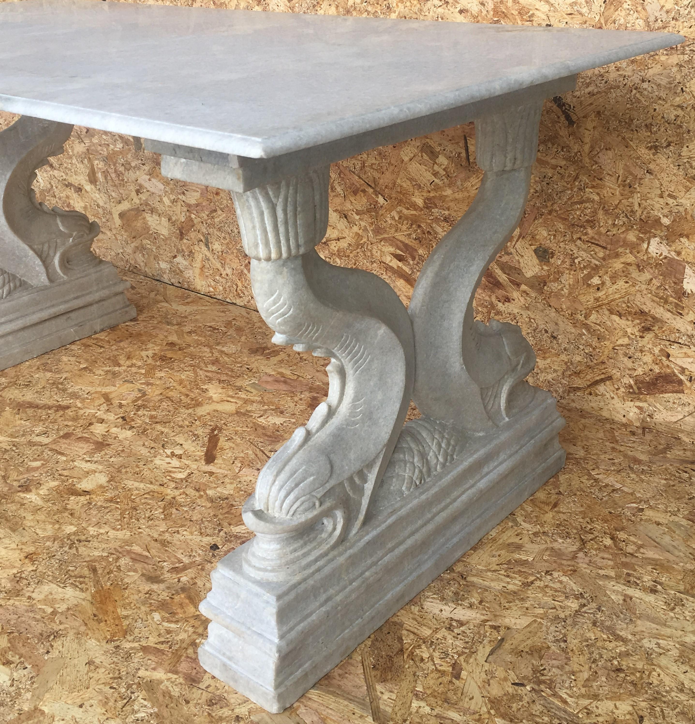 19th Center or Dining Table in Carrara Marble 5
